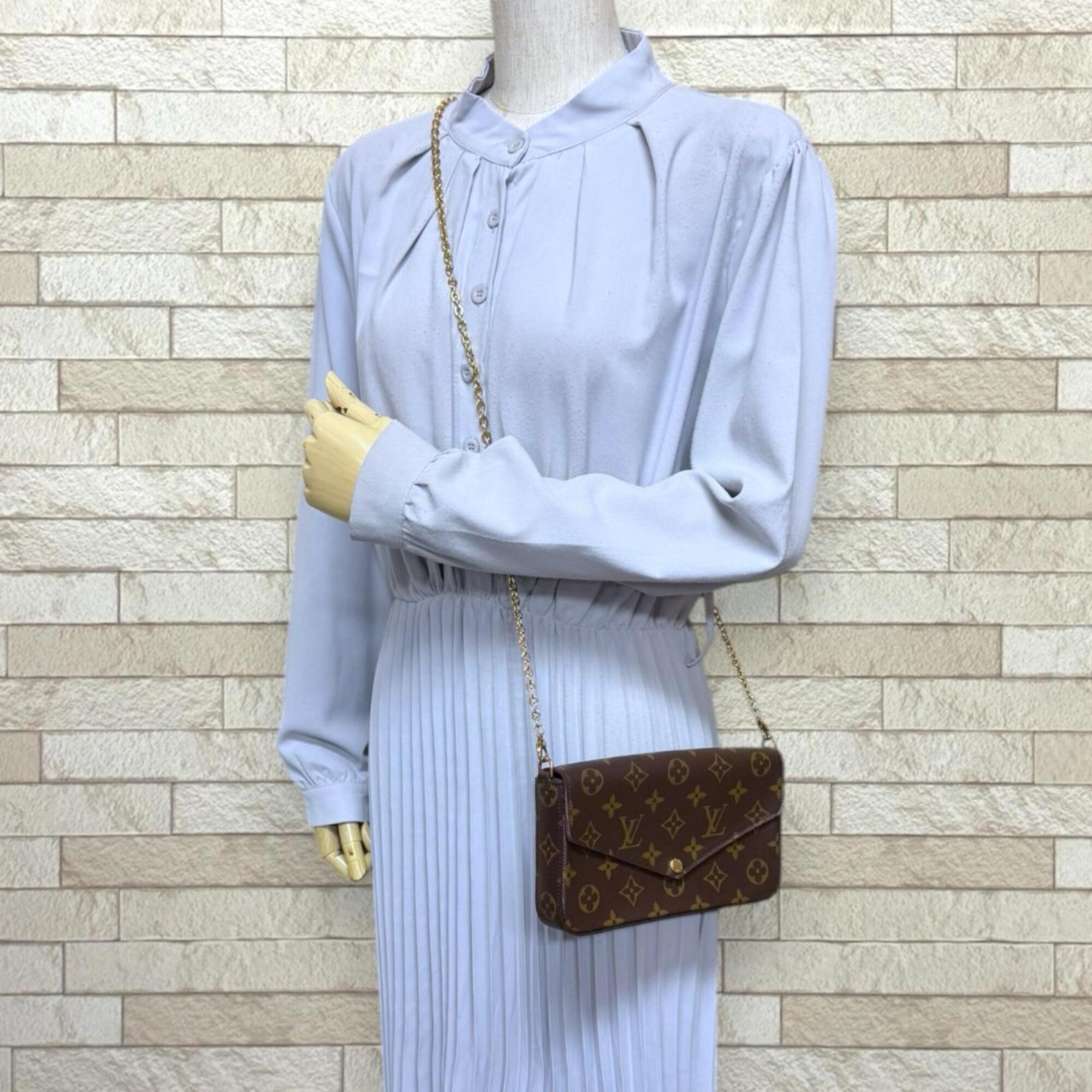 Louis Vuitton Brown Fuchsia Monogram Canvas Pochette Shoulder Bag (Pre-Owned)