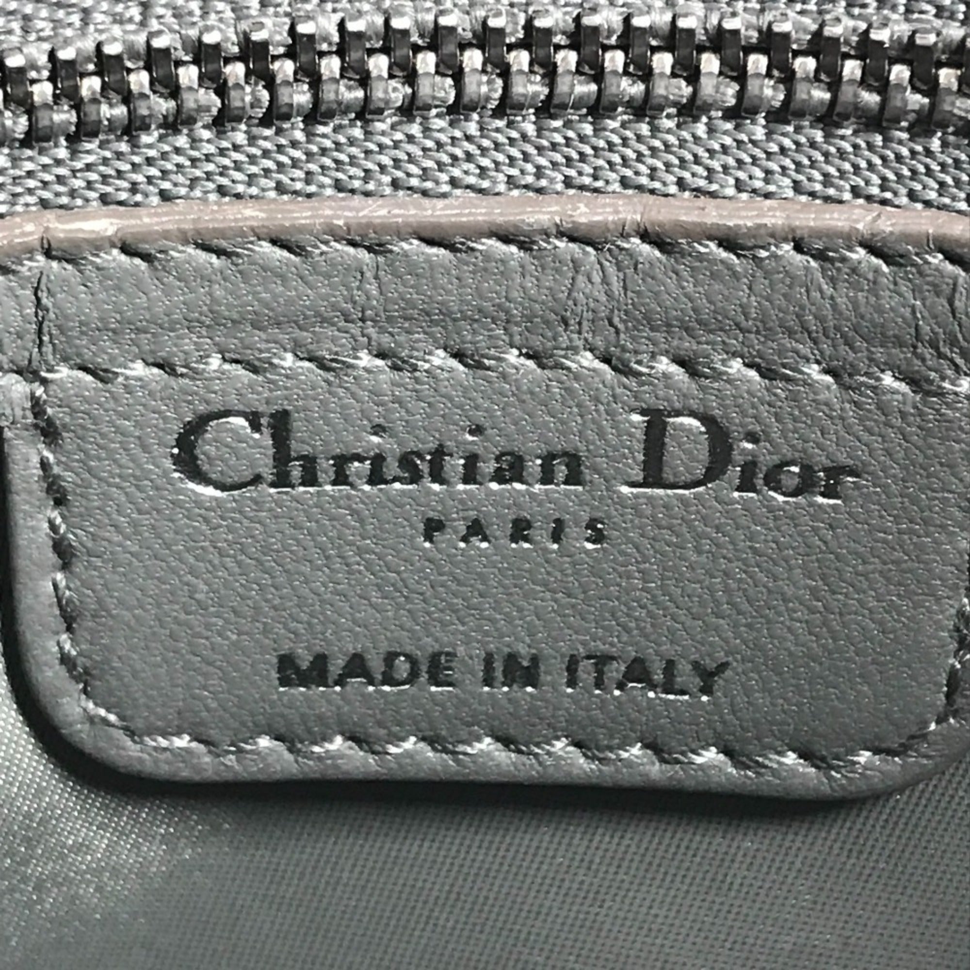 Christian Dior Gray Nylon Leather Pochette Shoulder Bag (Pre-Owned)