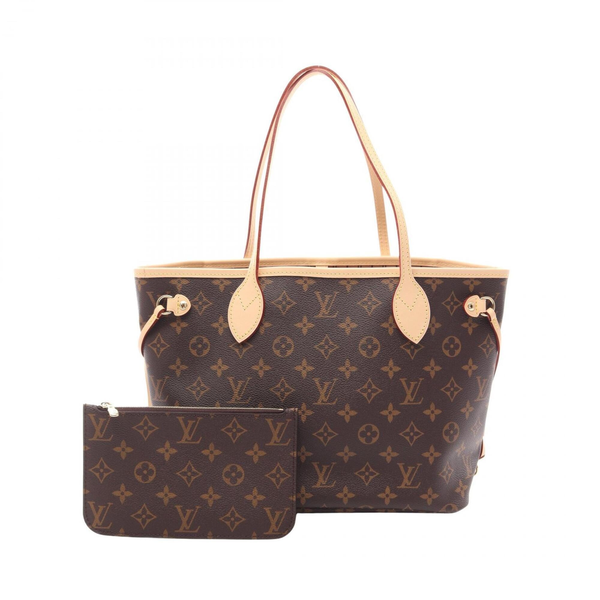 Louis Vuitton Brown Coated Canvas Leather Handbag Pouch Tote Bag (Pre-Owned)