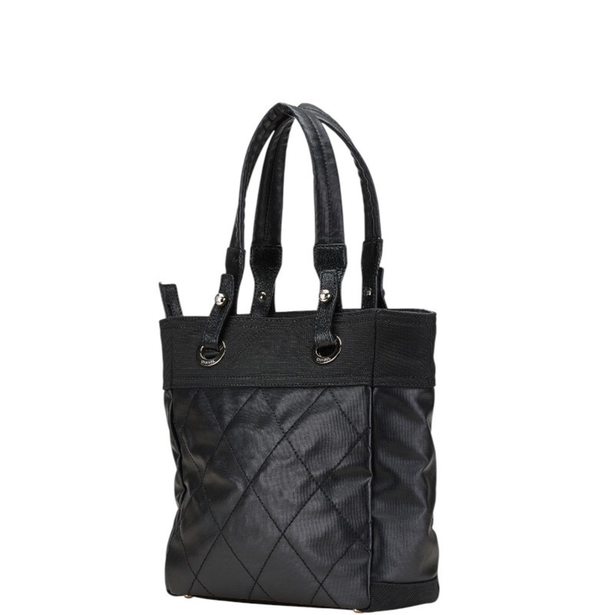 Chanel Paris Biarritz Black Pvc Tote Bag (Pre-Owned)