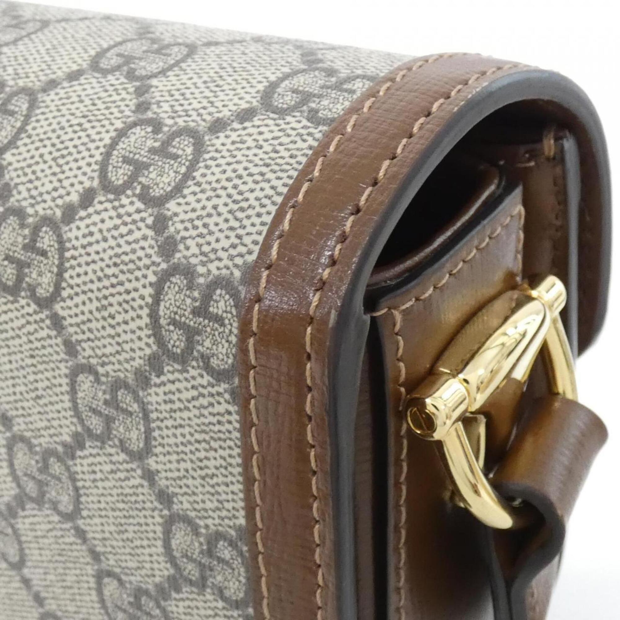 Gucci Beige Brown Gg Supreme Canvas Leather Shoulder Bag (Pre-Owned)