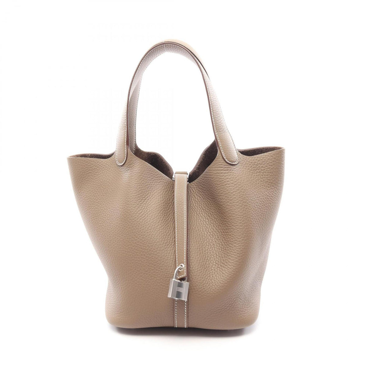 Hermes Gray Taurillon Clemence Leather Handbag (Pre-Owned)
