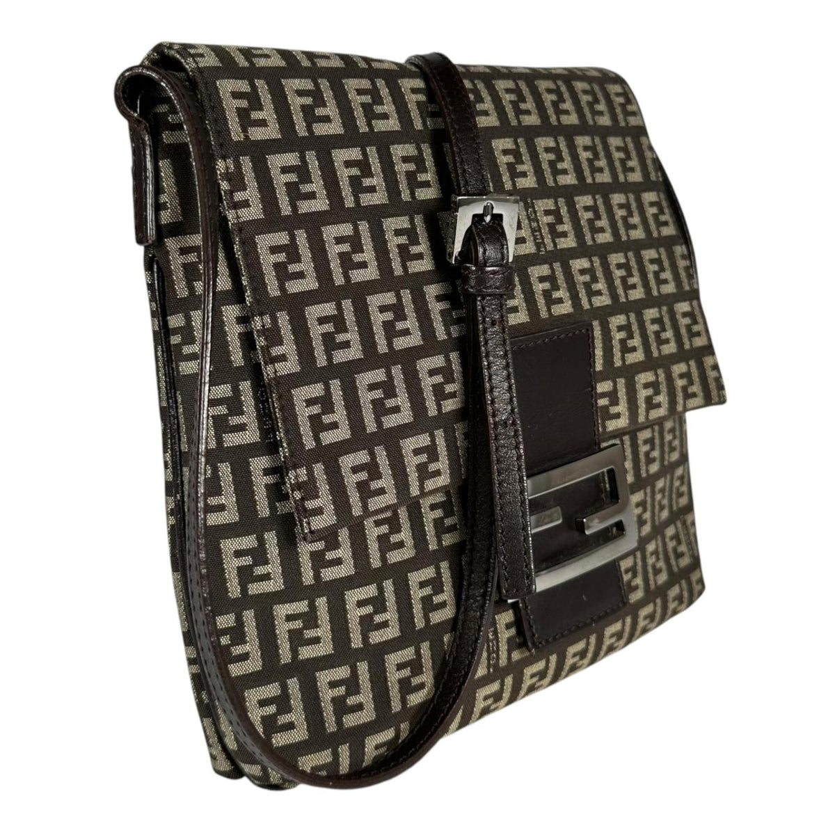 Fendi Brown Canvas Leather Shoulder Bag (Pre-Owned)