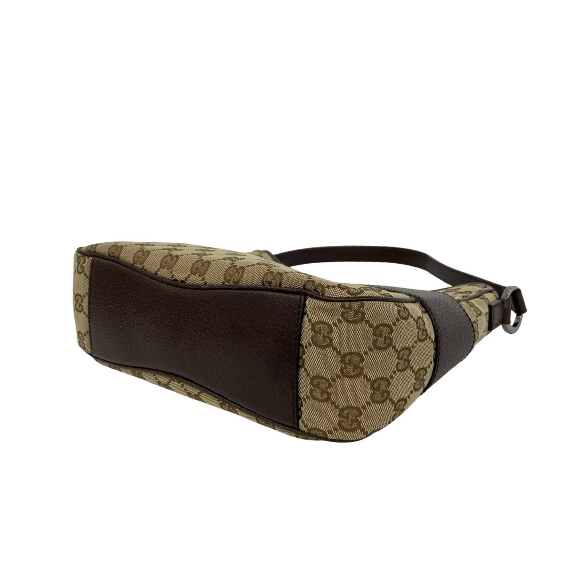 Gucci Brown Canvas Leather Handbag Shoulder Bag Tote Bag (Pre-Owned)