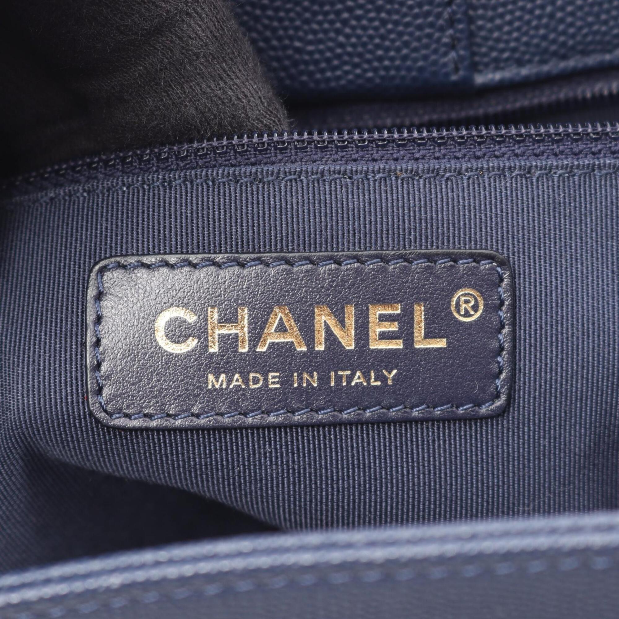 Chanel Navy Grained Calfskin Handbag Shoulder Bag (Pre-Owned)