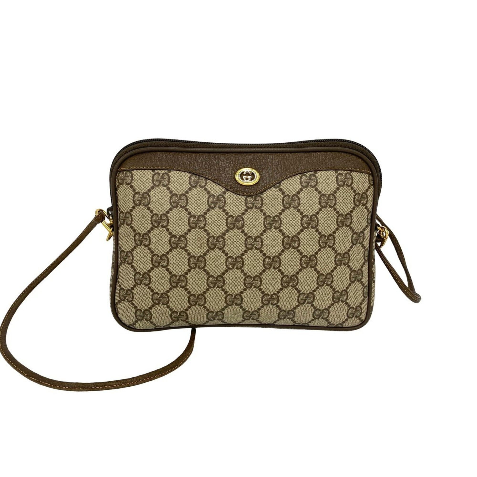 Gucci Brown Leather Pvc Pochette Shoulder Bag (Pre-Owned)