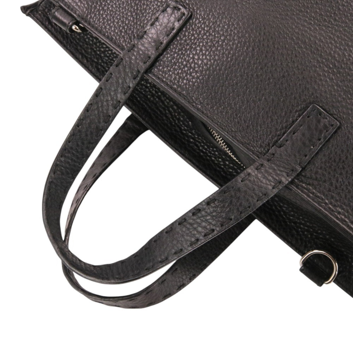 Fendi Selleria Black Leather Shoulder Bag Tote Bag (Pre-Owned)