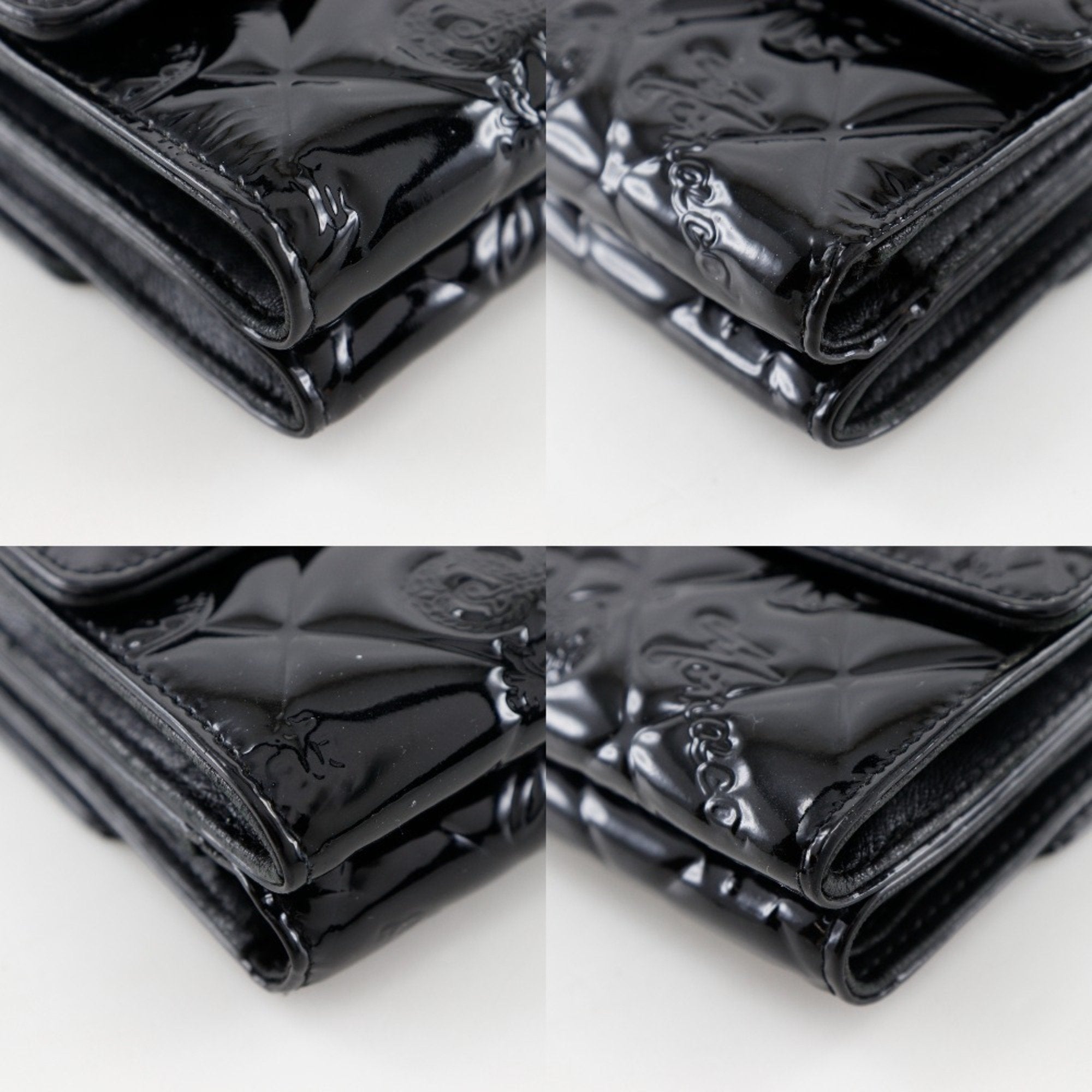 Chanel Black Patent Leather Wallet (Tri-Fold) (Pre-Owned)