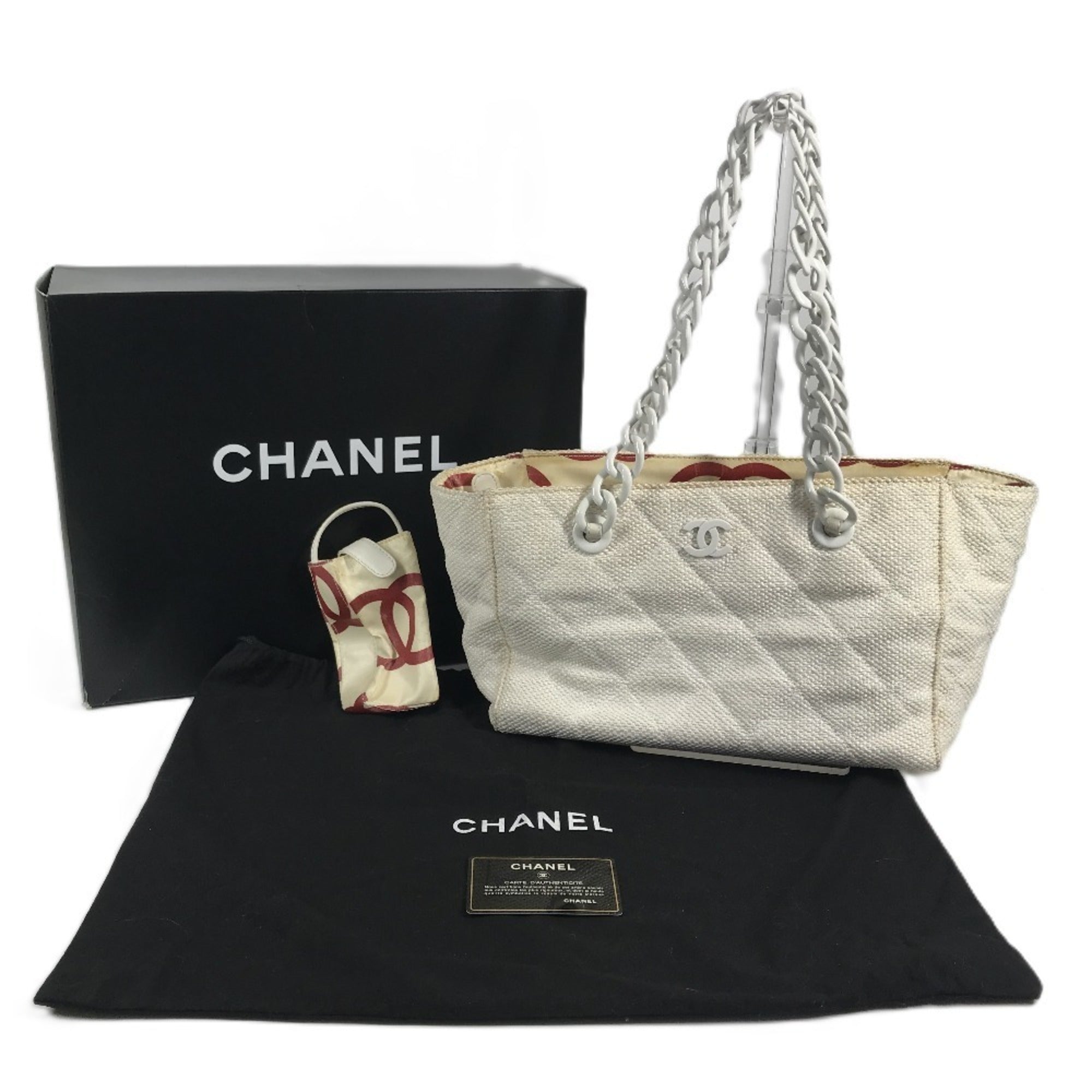 Chanel White Hemp Shoulder Bag Tote Bag (Pre-Owned)
