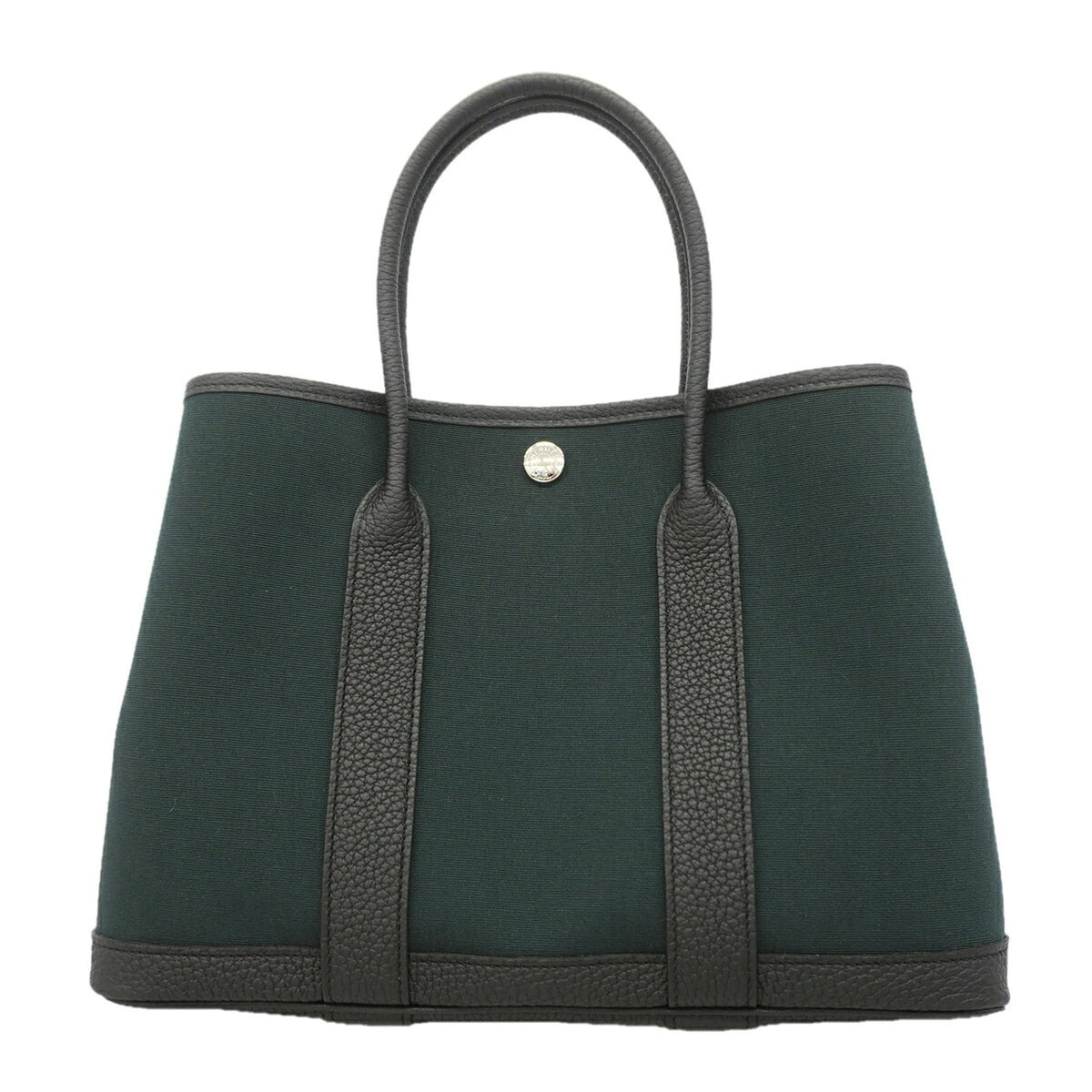 Hermes Black Khaki Toile Officier Negonda Leather Tote Bag (Pre-Owned)