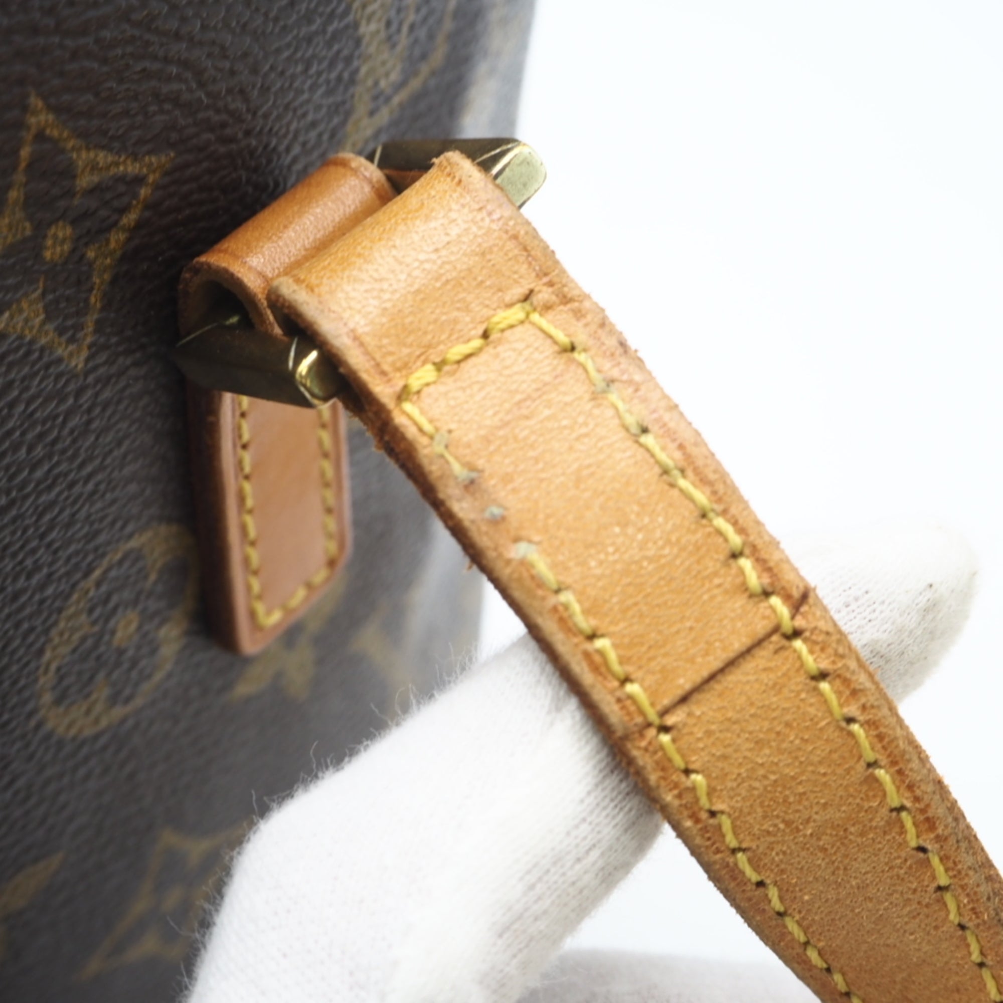 Louis Vuitton Monogram Beige Brown Coated Canvas Leather Handbag (Pre-Owned)