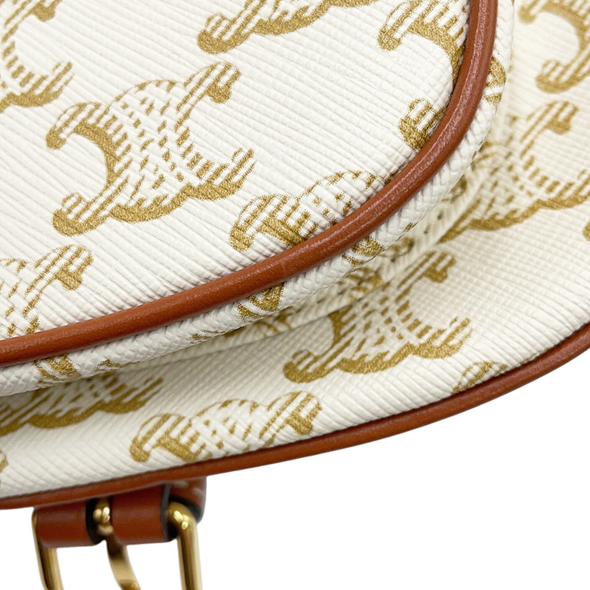 Celine Brown White Pvc Leather Shoulder Bag (Pre-Owned)