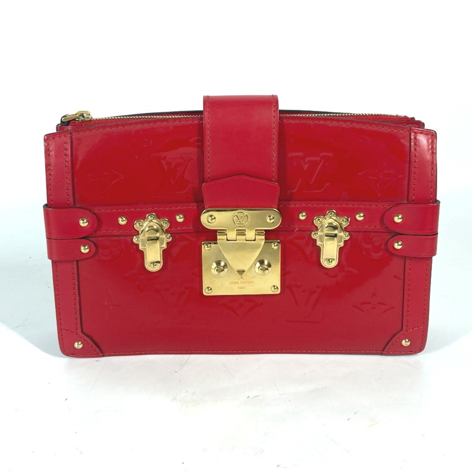 Louis Vuitton Cerise Red Color Monogram Vernis Clutch Bag Shoulder Bag (Pre-Owned)
