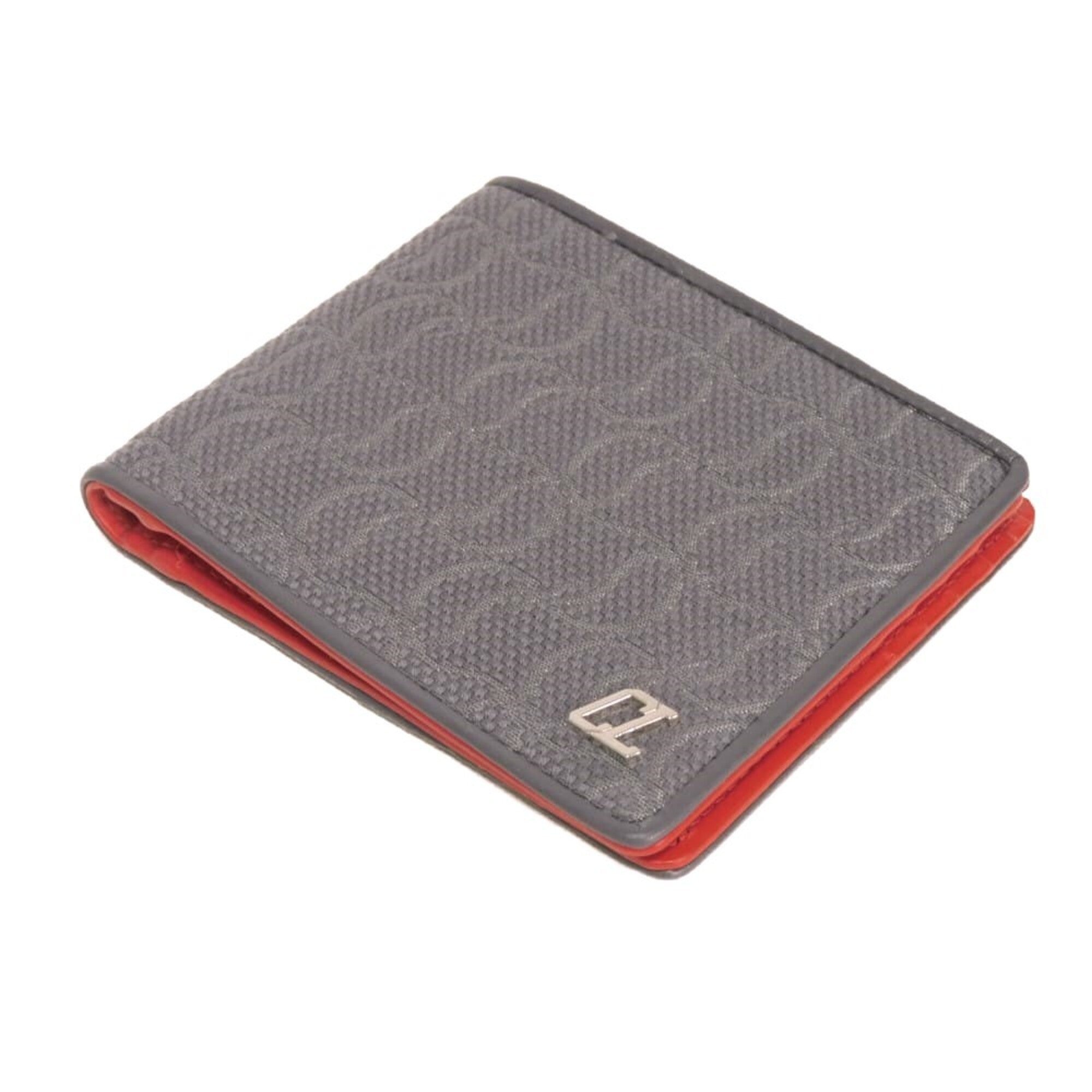 Christian Louboutin Gray Cotton Wallet (Bi-Fold) (Pre-Owned)