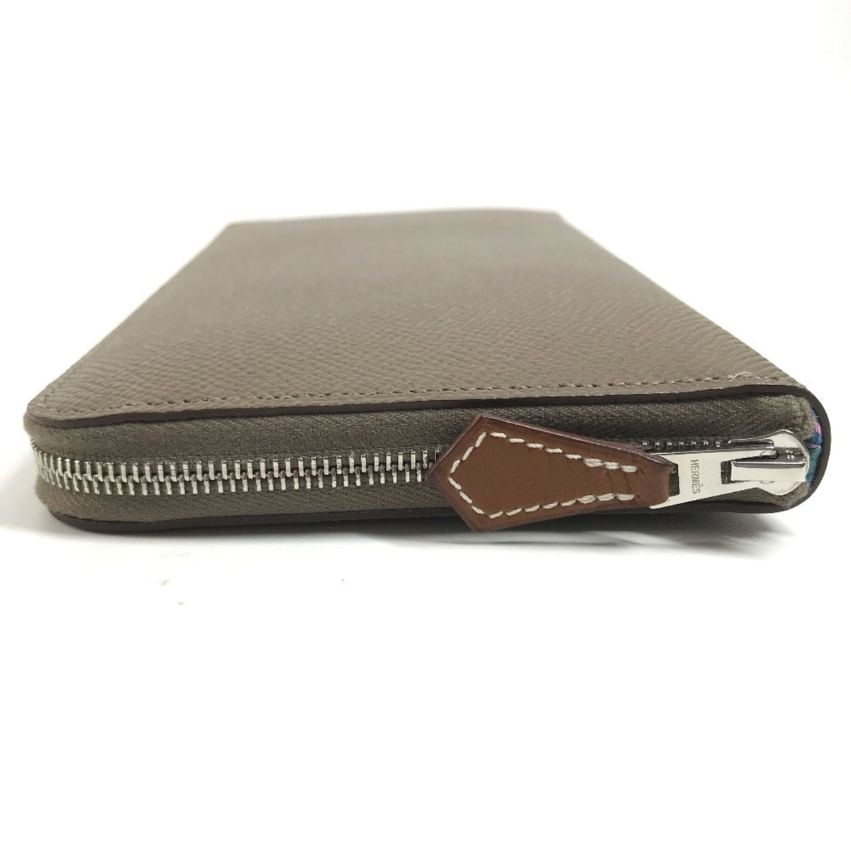 Hermes Silk'in Gray Epsom Leather Long Wallet (Bi-Fold) (Pre-Owned)