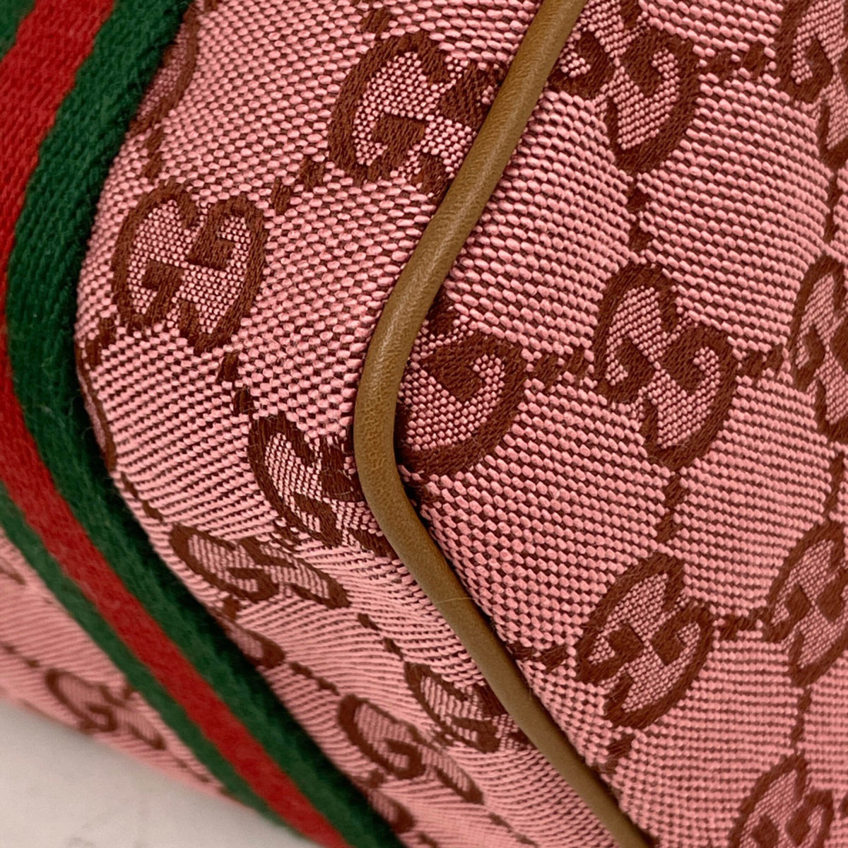 Gucci Sherry Line Pink Gg Canvas Leather Handbag (Pre-Owned)