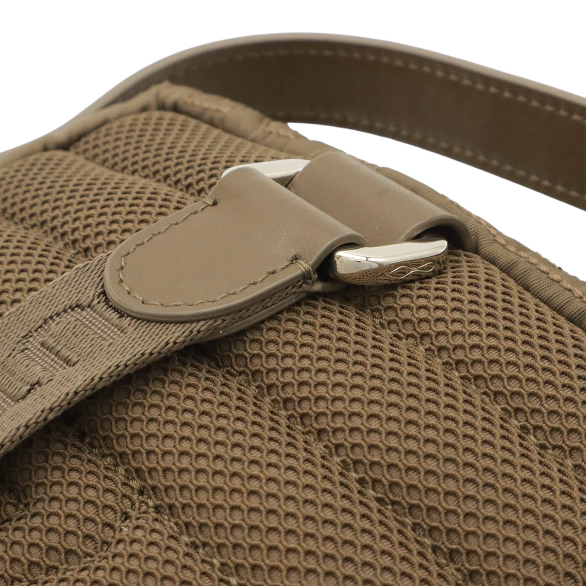 Christian Louboutin Khaki Brown Nylon Leather Rubber Handbag Shoulder Bag Sling Bag (Pre-Owned)