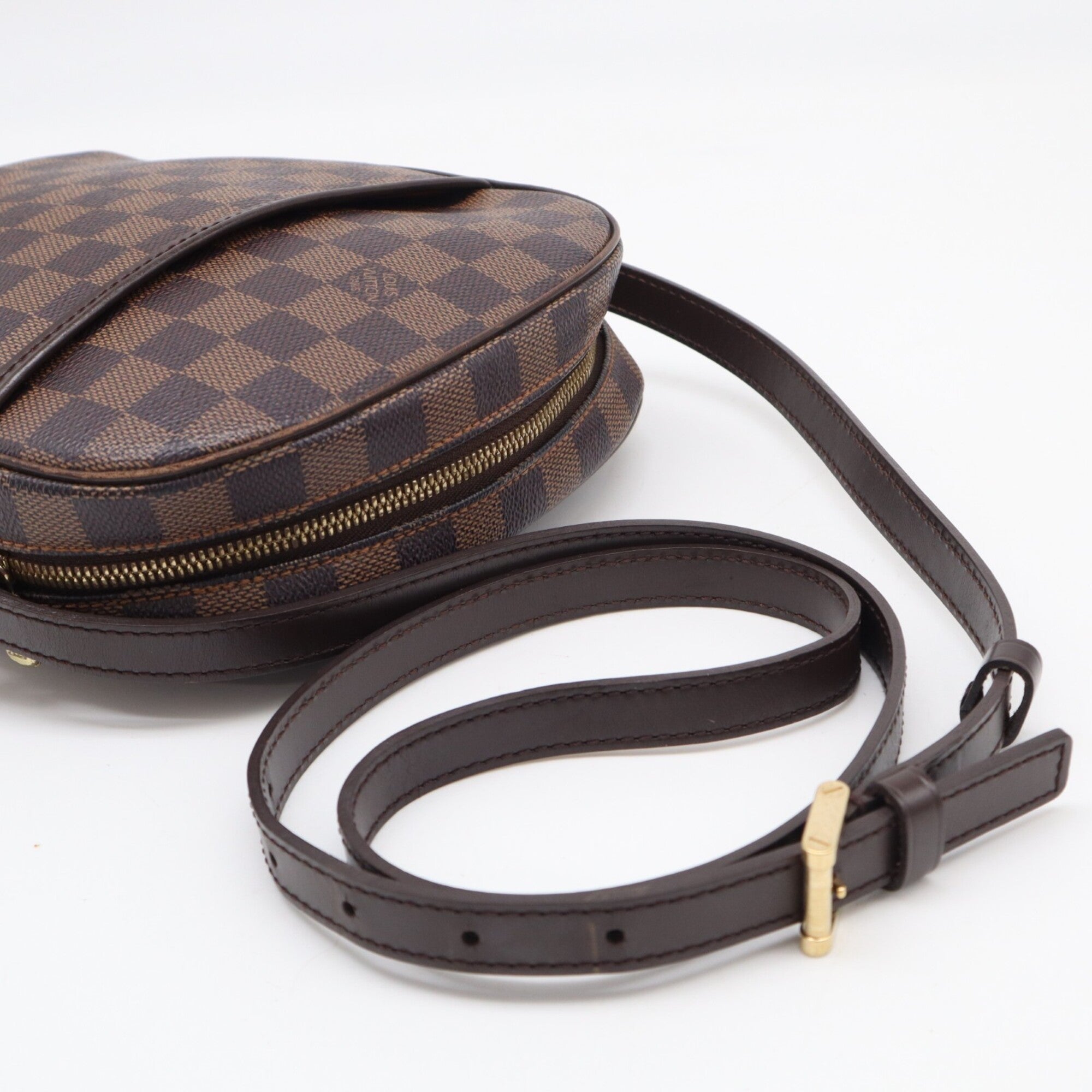 Louis Vuitton Beige Brown Damier Canvas Leather Coated Canvas Shoulder Bag (Pre-Owned)