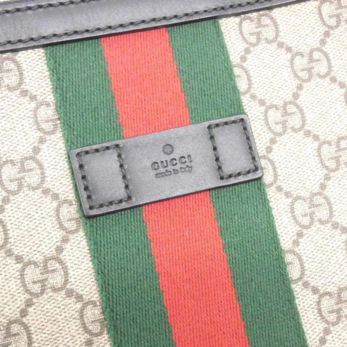Gucci Beige Black Gg Supreme Canvas Shoulder Bag (Pre-Owned)