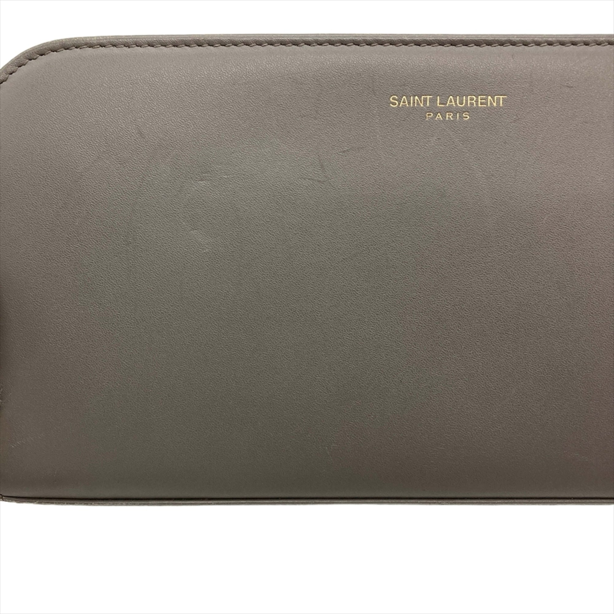 Saint Laurent Gray Leather Long Wallet (Bi-Fold) (Pre-Owned)