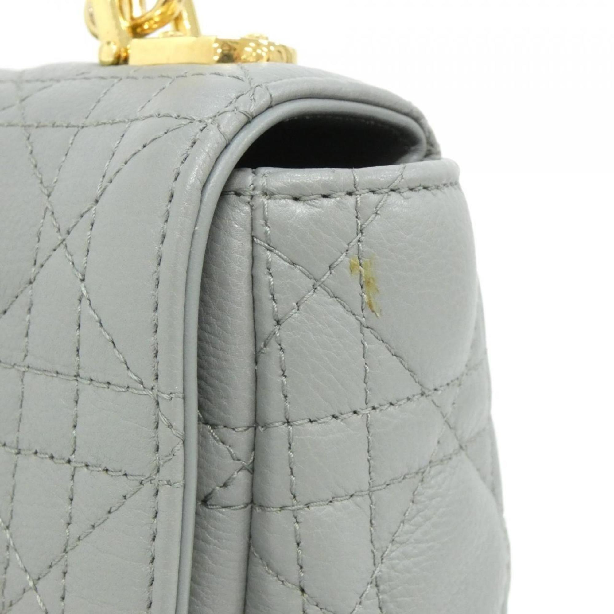 Christian Dior Gray Leather Shoulder Bag (Pre-Owned)
