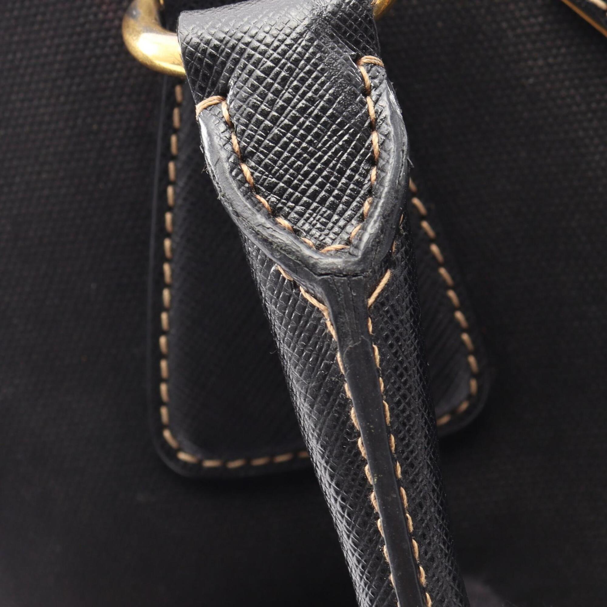 Prada Black Canvas Leather Handbag (Pre-Owned)