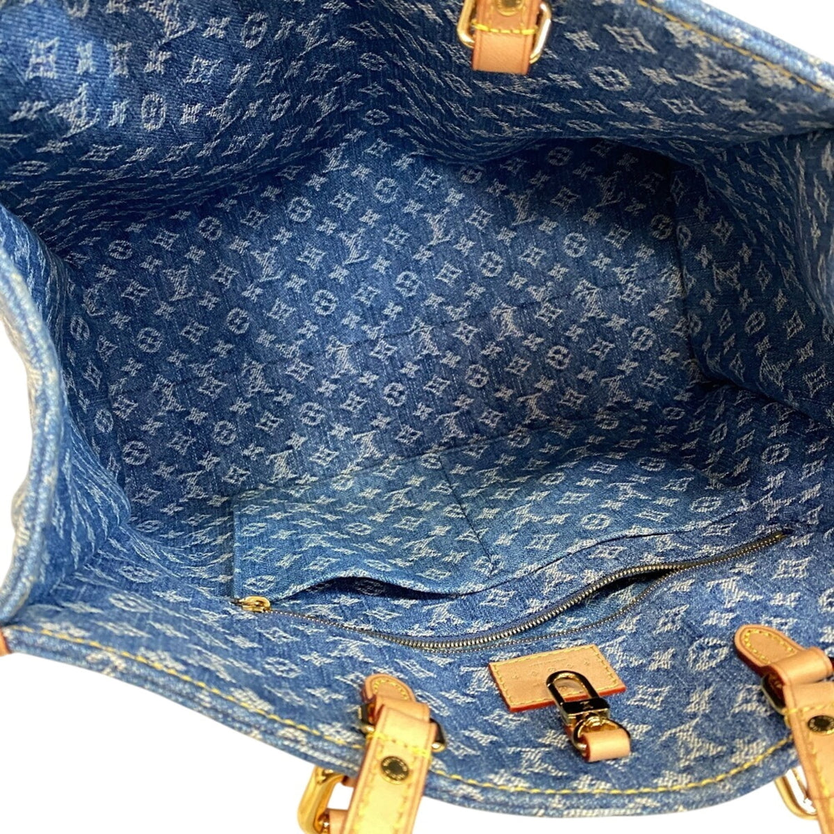 Louis Vuitton Blue Monogram Denim Leather Shoulder Bag Tote Bag (Pre-Owned)