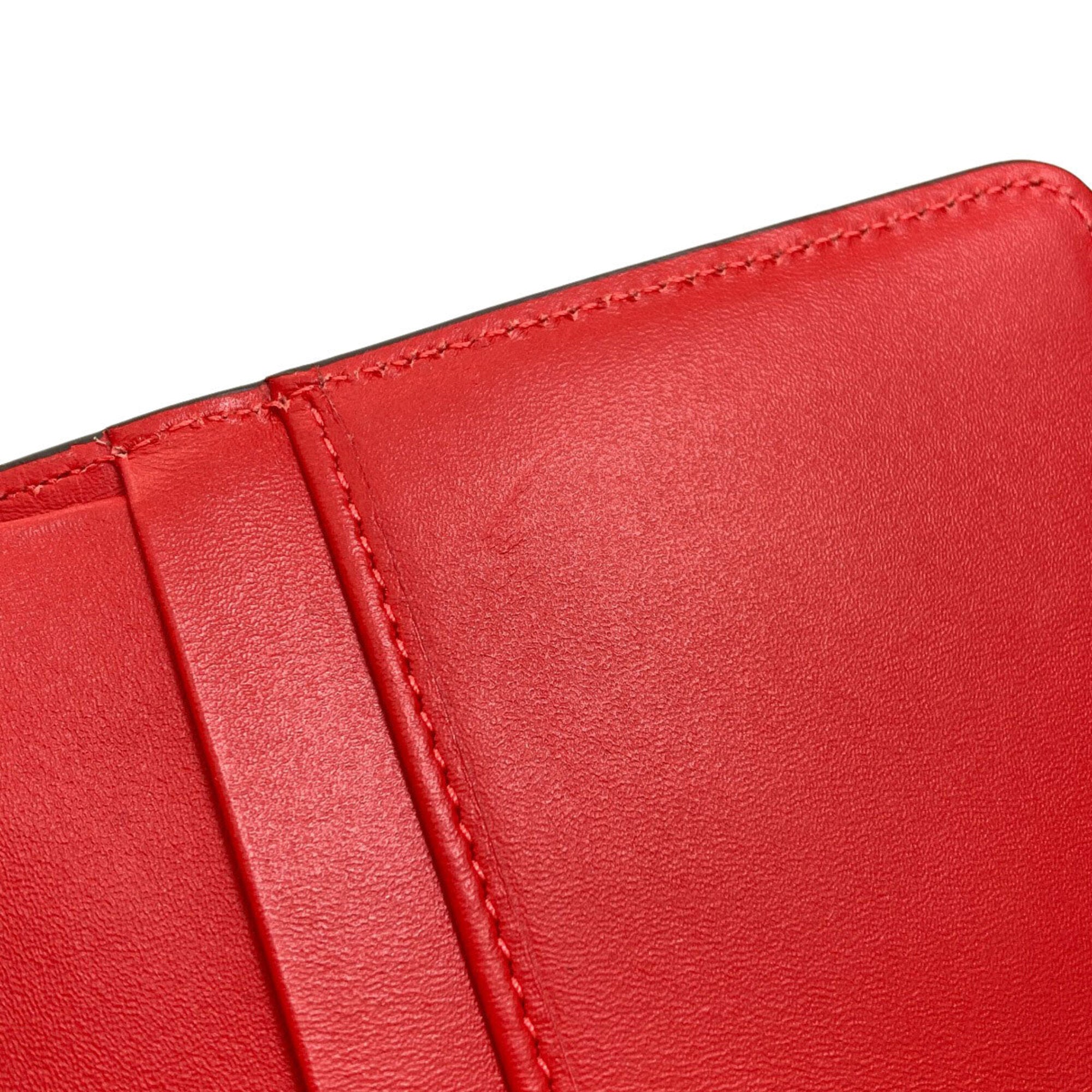Christian Louboutin Black Red Color Leather Wallet (Bi-Fold) (Pre-Owned)