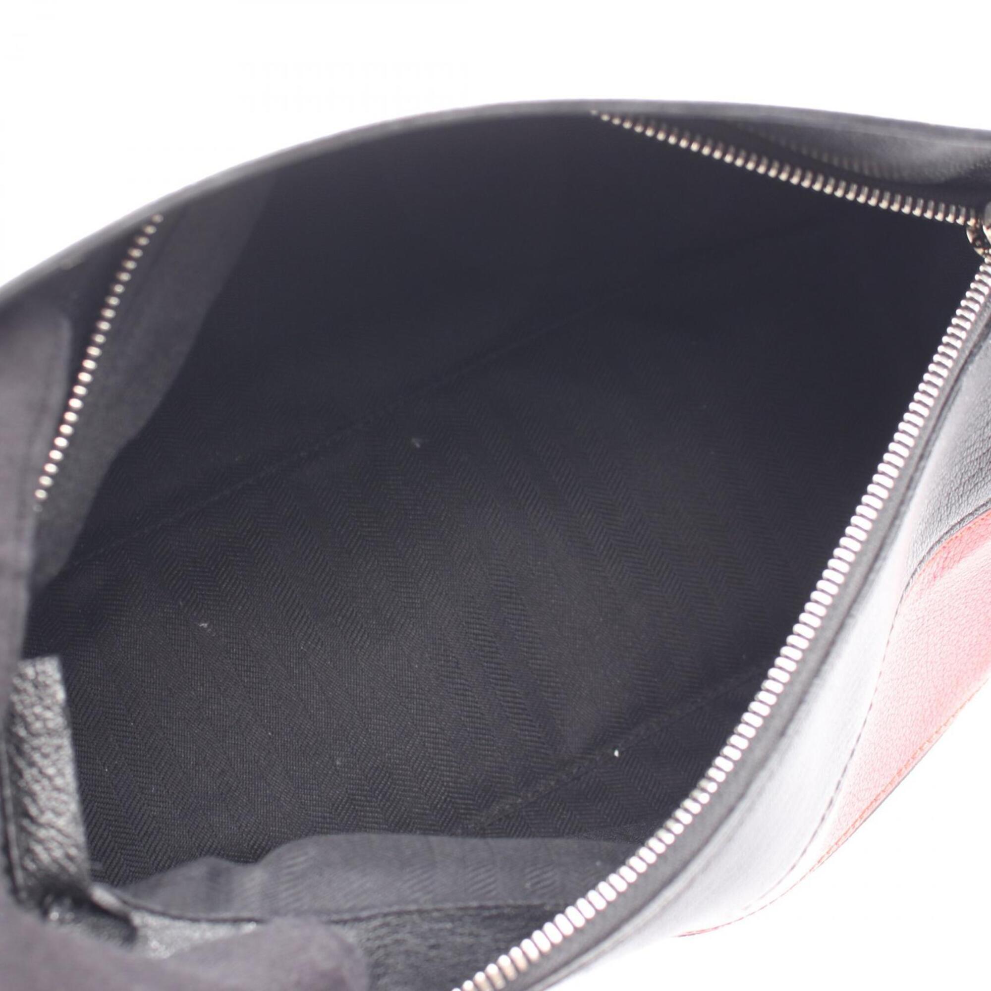 Loewe Puzzle Black Red Color White Leather Handbag (Pre-Owned)