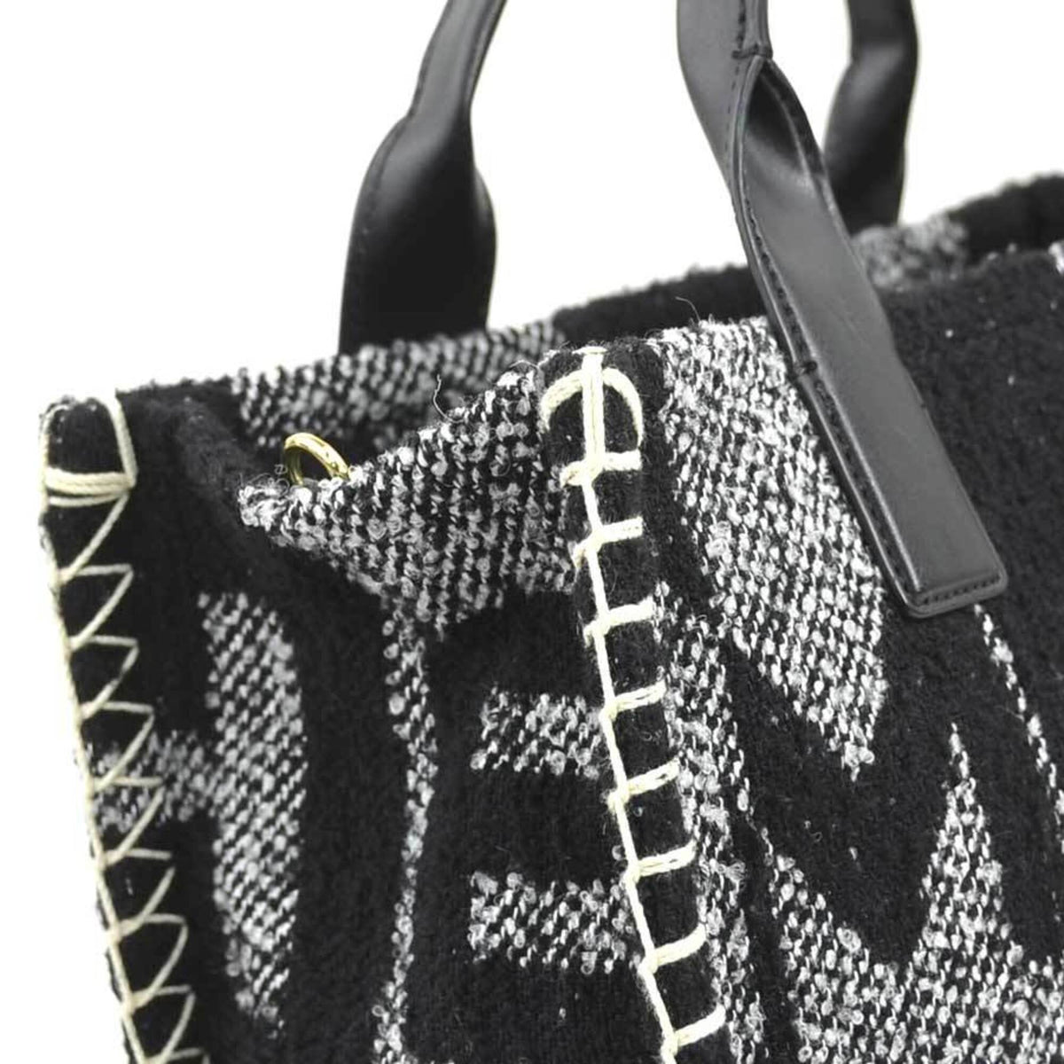 Marc Jacobs Black Polyester Leather Handbag Shoulder Bag Tote Bag (Pre-Owned)