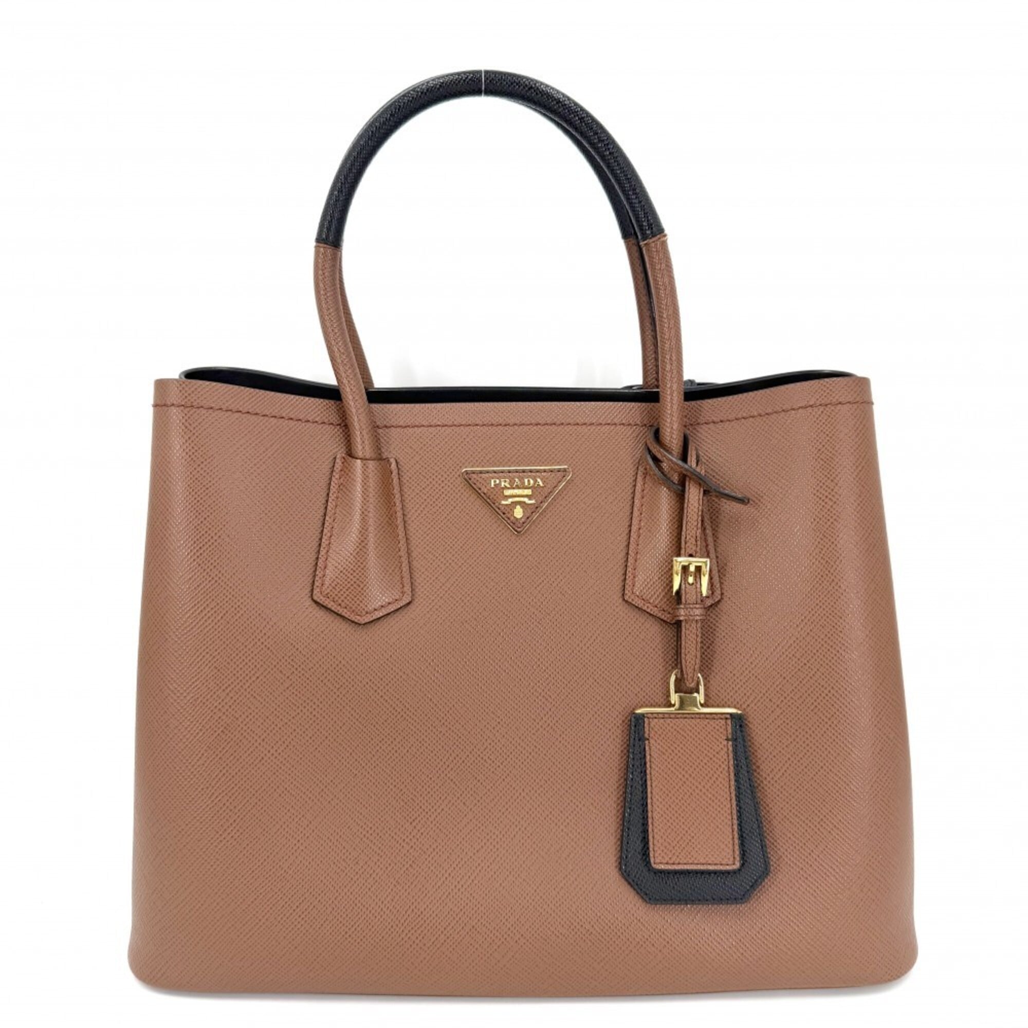 Prada Brown Leather Handbag Tote Bag (Pre-Owned)