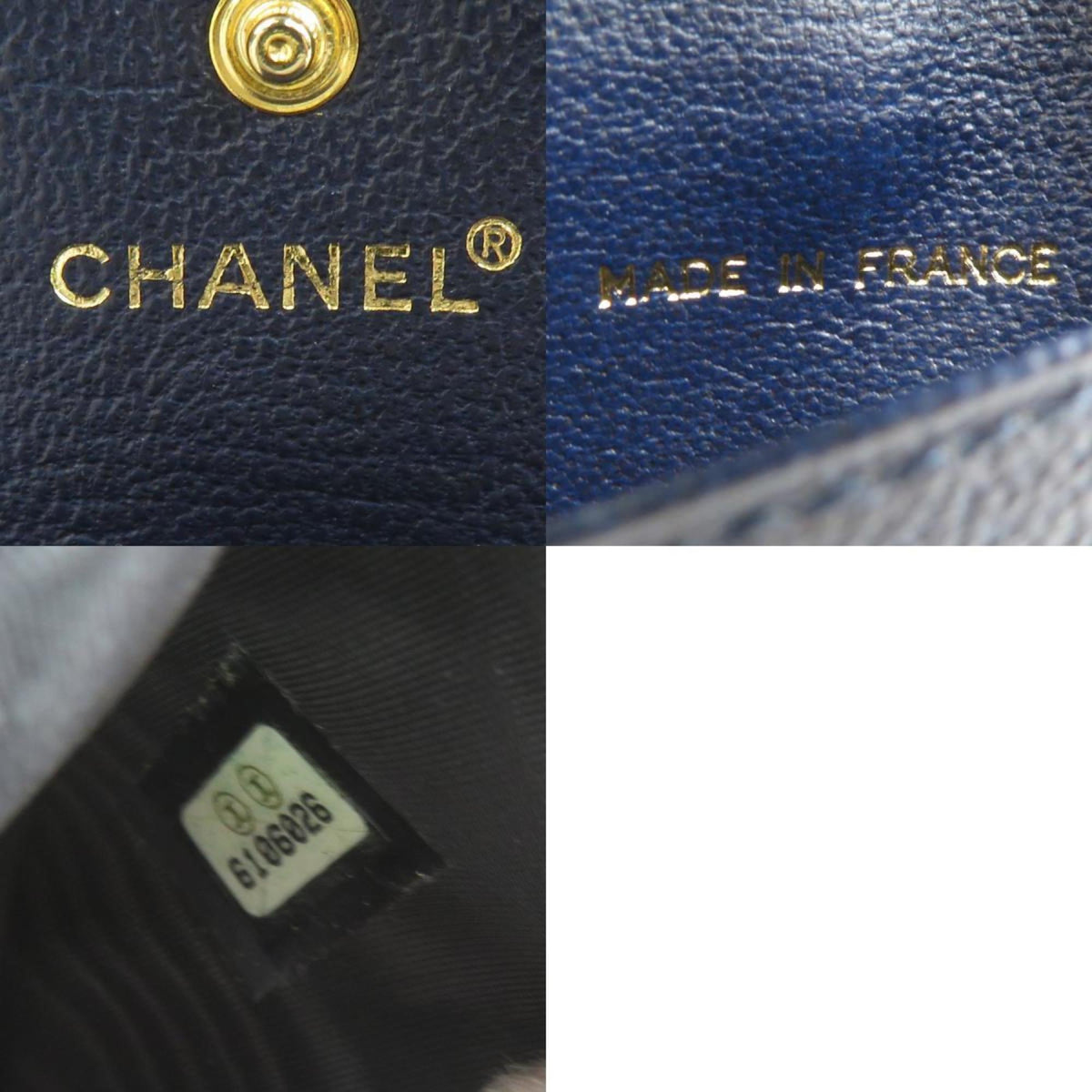 Chanel Navy Leather Wallet (Tri-Fold) (Pre-Owned)