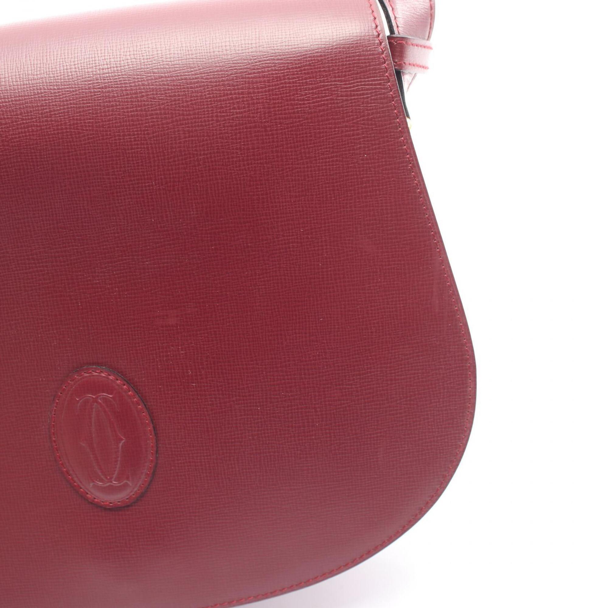 Cartier Bordeaux Leather Handbag Shoulder Bag (Pre-Owned)