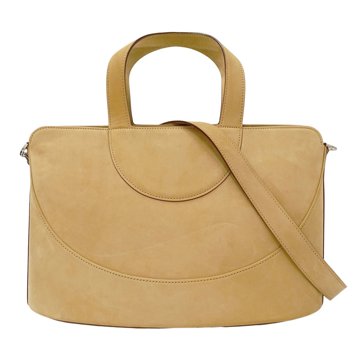 Bvlgari Beige Suede Handbag Shoulder Bag (Pre-Owned)