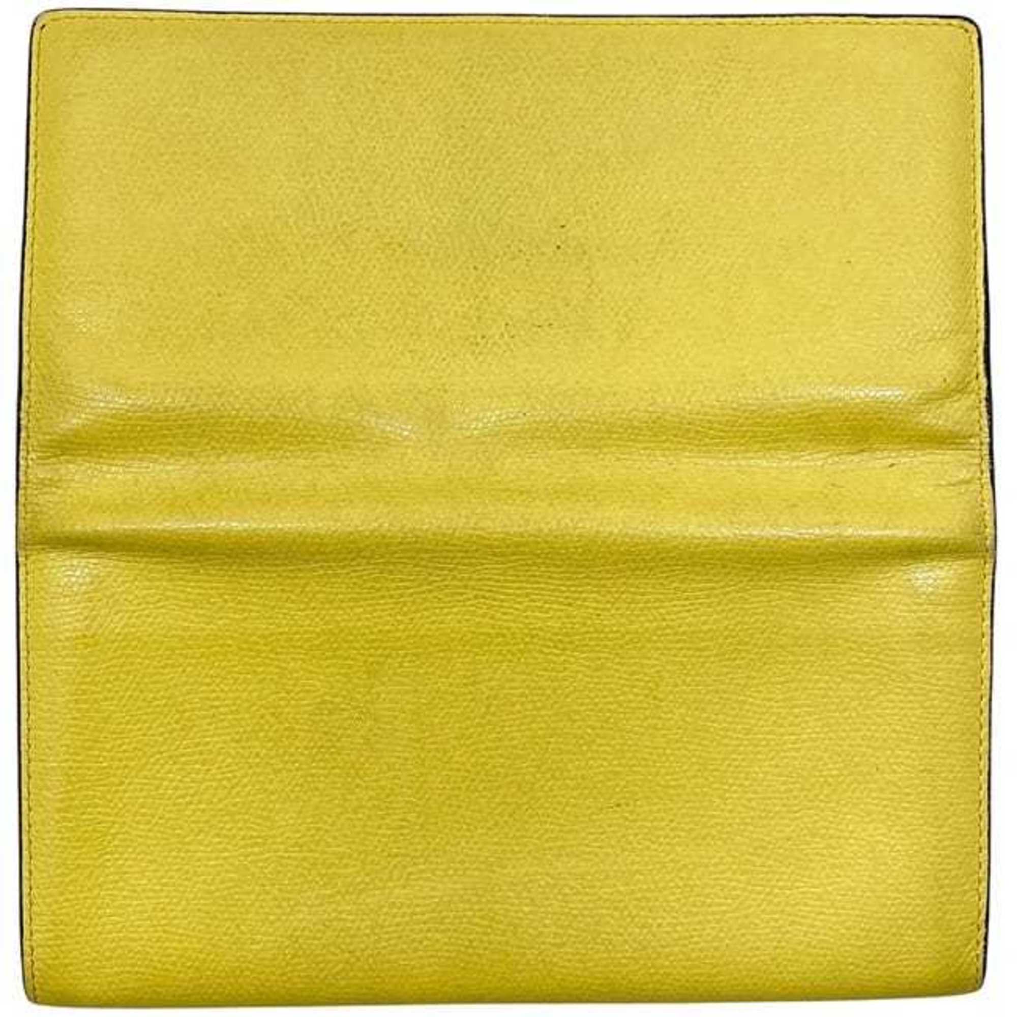 Valextra Yellow Leather Long Wallet (Bi-Fold) (Pre-Owned)