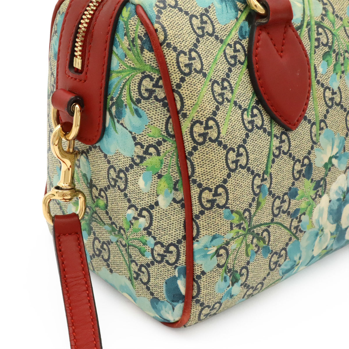 Gucci Beige Blue Multi-Color Red Color Gg Supreme Canvas Leather Boston Bag Handbag Shoulder Bag (Pre-Owned)