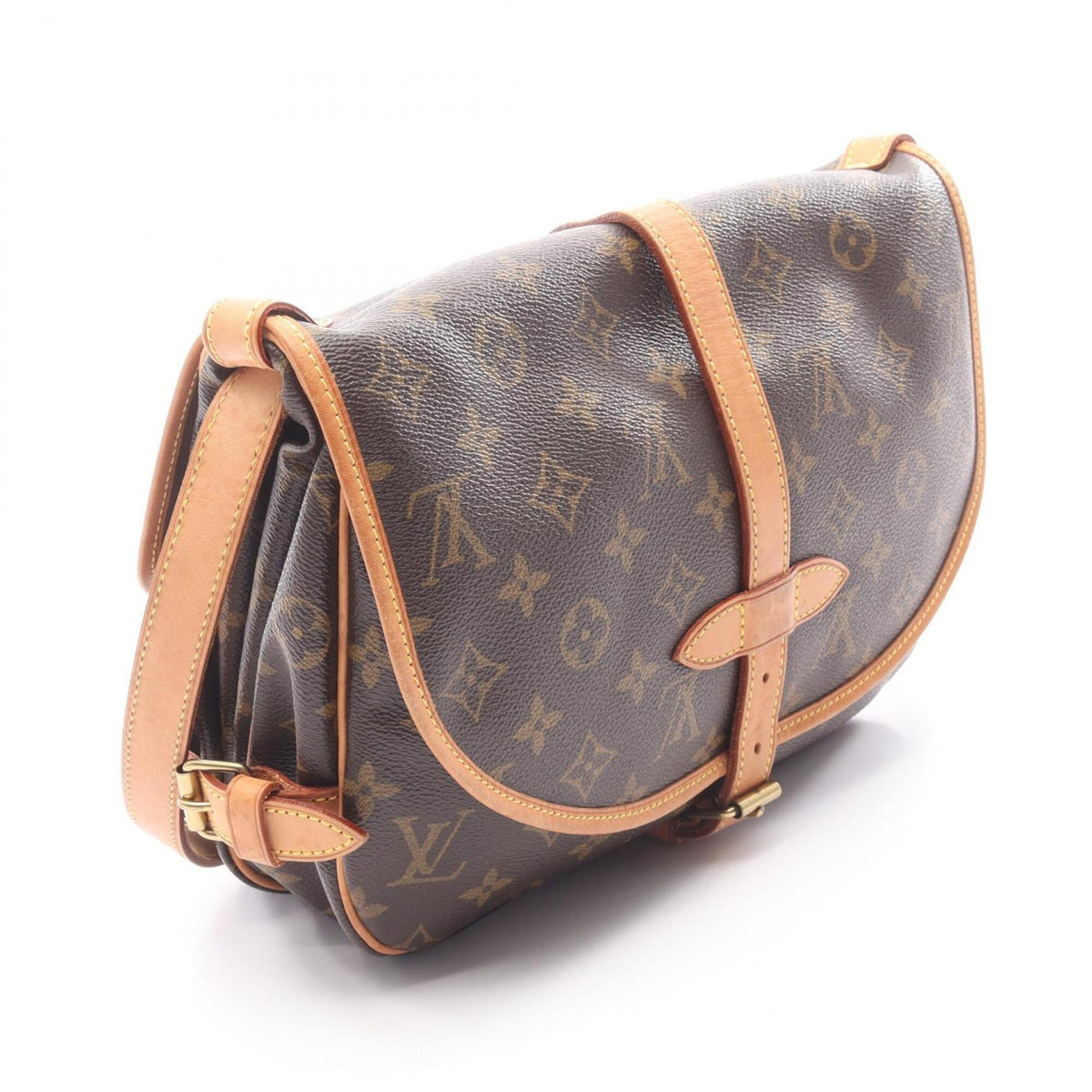 Louis Vuitton Brown Coated Canvas Leather Handbag Shoulder Bag (Pre-Owned)