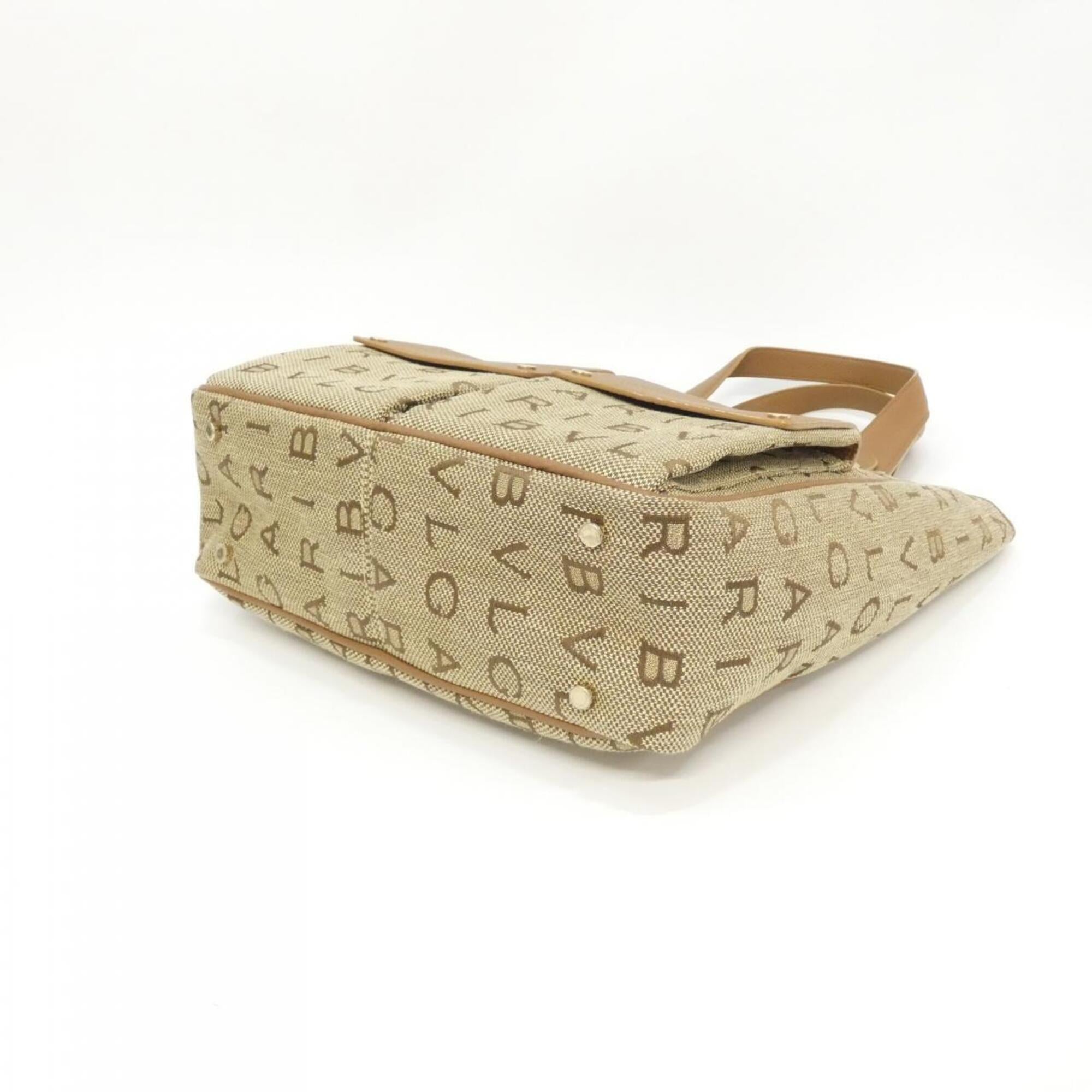 Bvlgari Beige Brown Canvas Handbag (Pre-Owned)