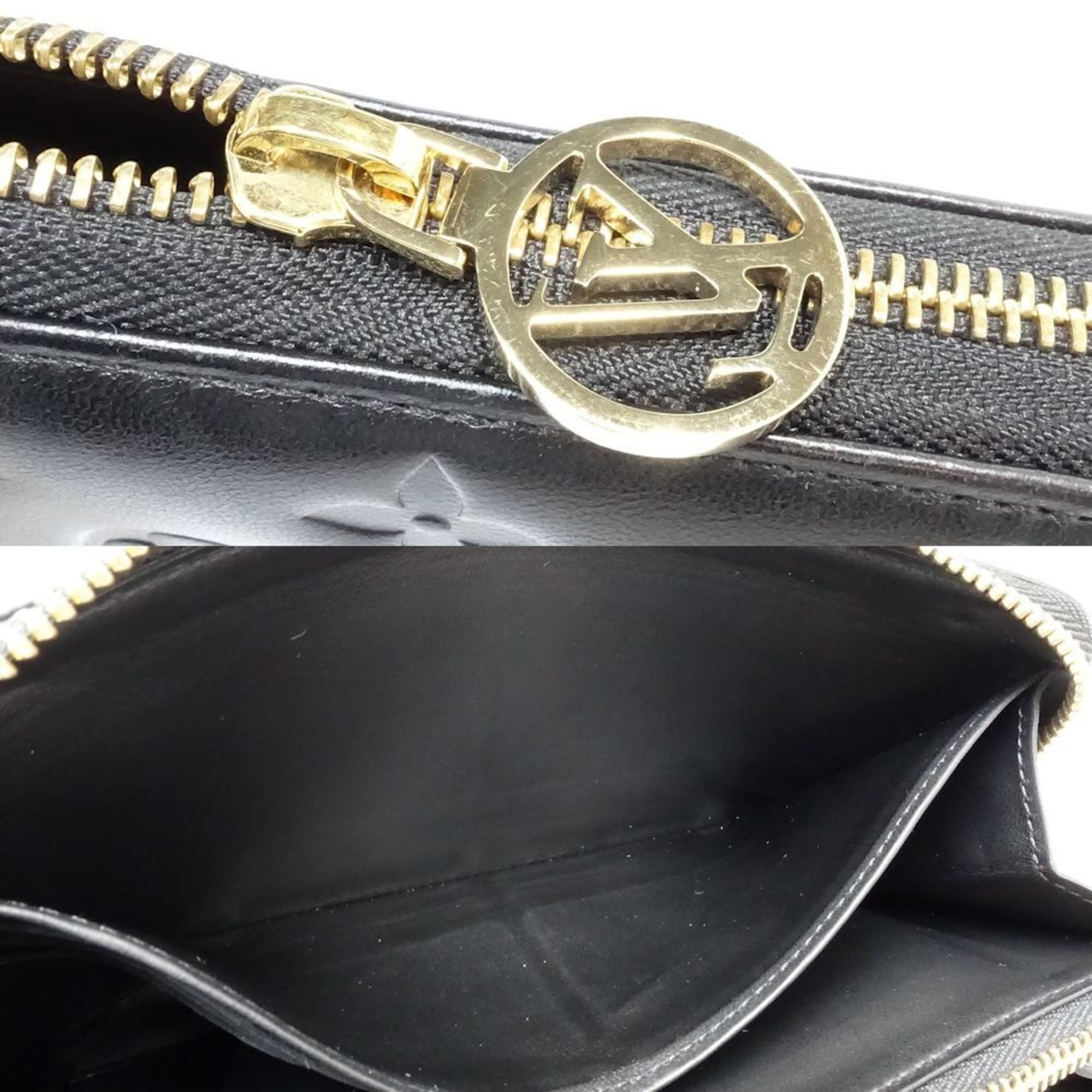 Louis Vuitton Noir Leather Long Wallet (Bi-Fold) (Pre-Owned)