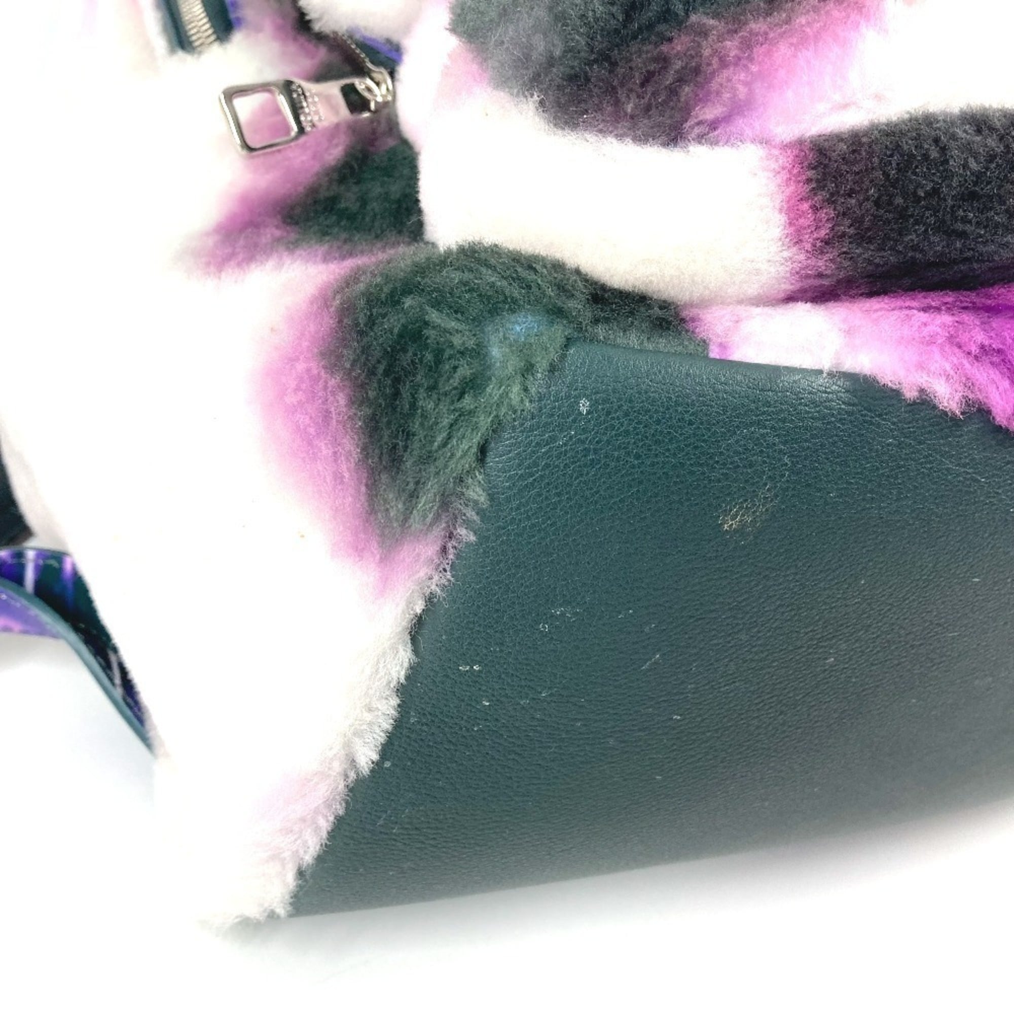 Louis Vuitton Black Purple White Fur Leather Backpack (Pre-Owned)