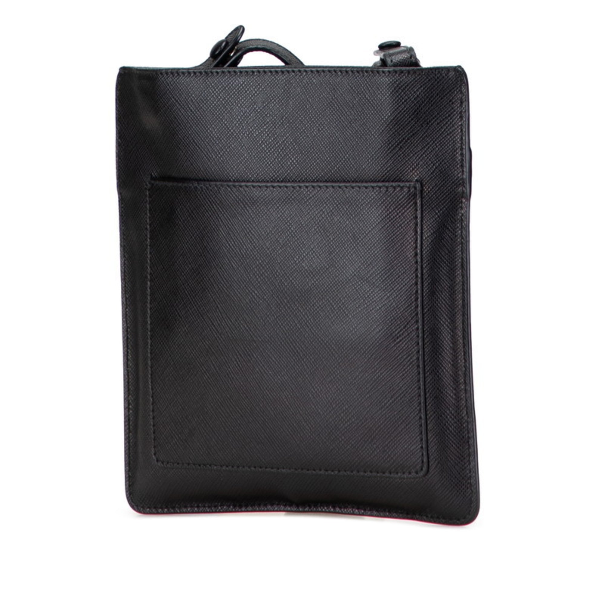 Prada Saffiano Black Leather Shoulder Bag (Pre-Owned)