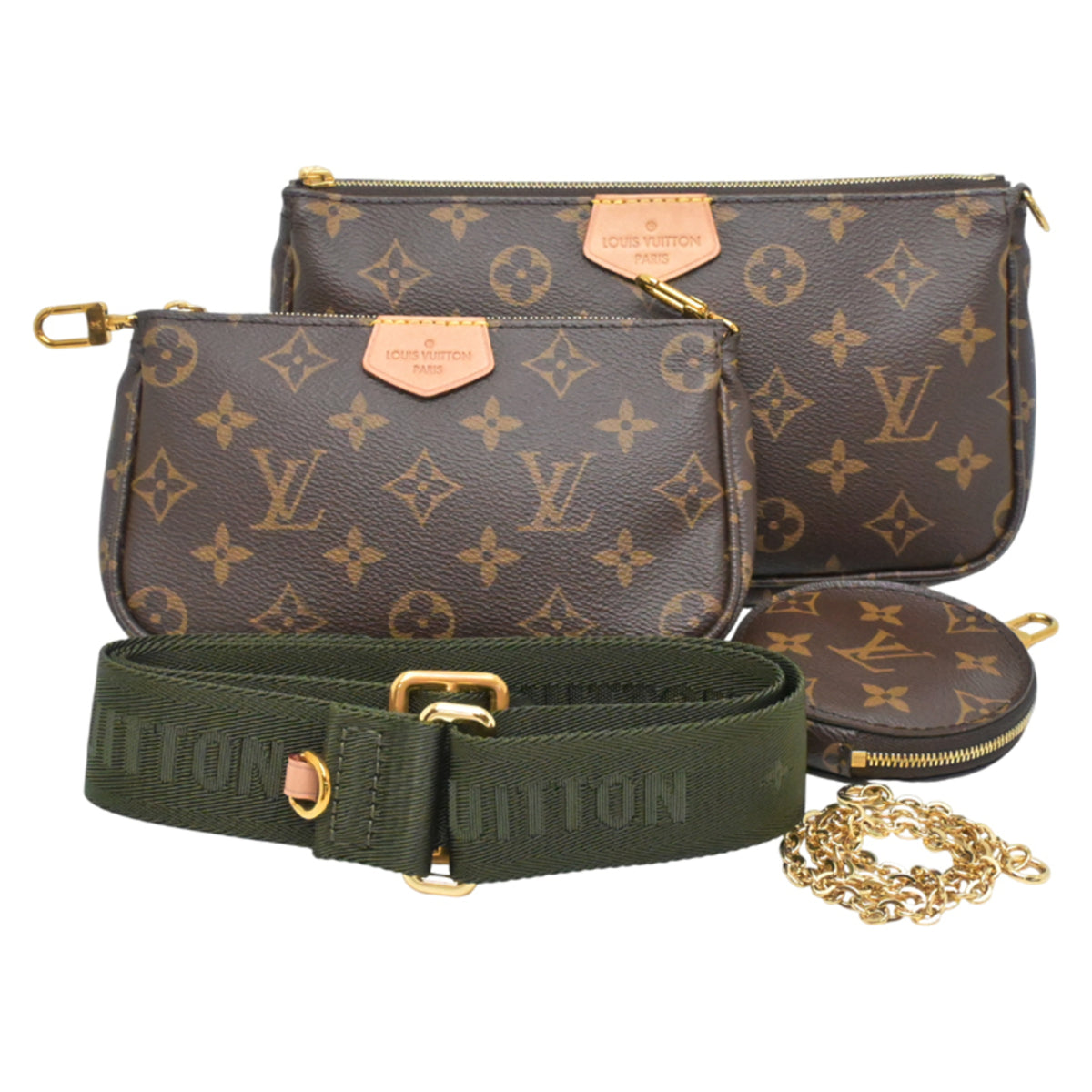 Louis Vuitton Brown Khaki Monogram Pochette Pouch (Pre-Owned)