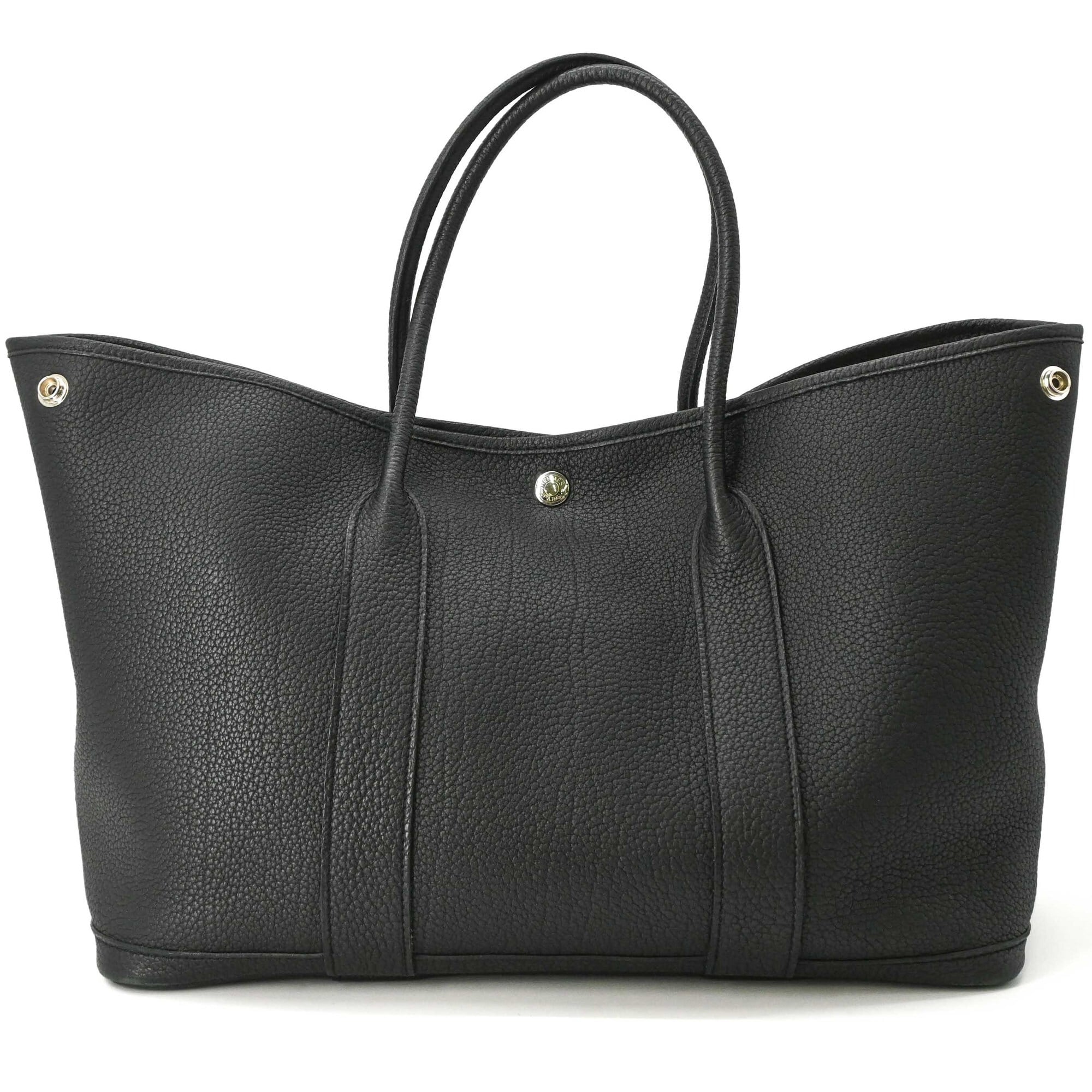 Hermes Garden Black Negonda Leather Handbag Tote Bag (Pre-Owned)