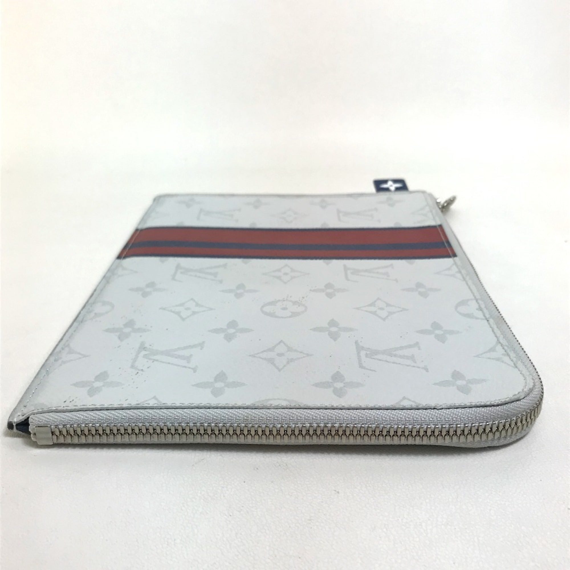 Louis Vuitton Blue Red Color White Monogram Clutch Bag Pochette (Pre-Owned)