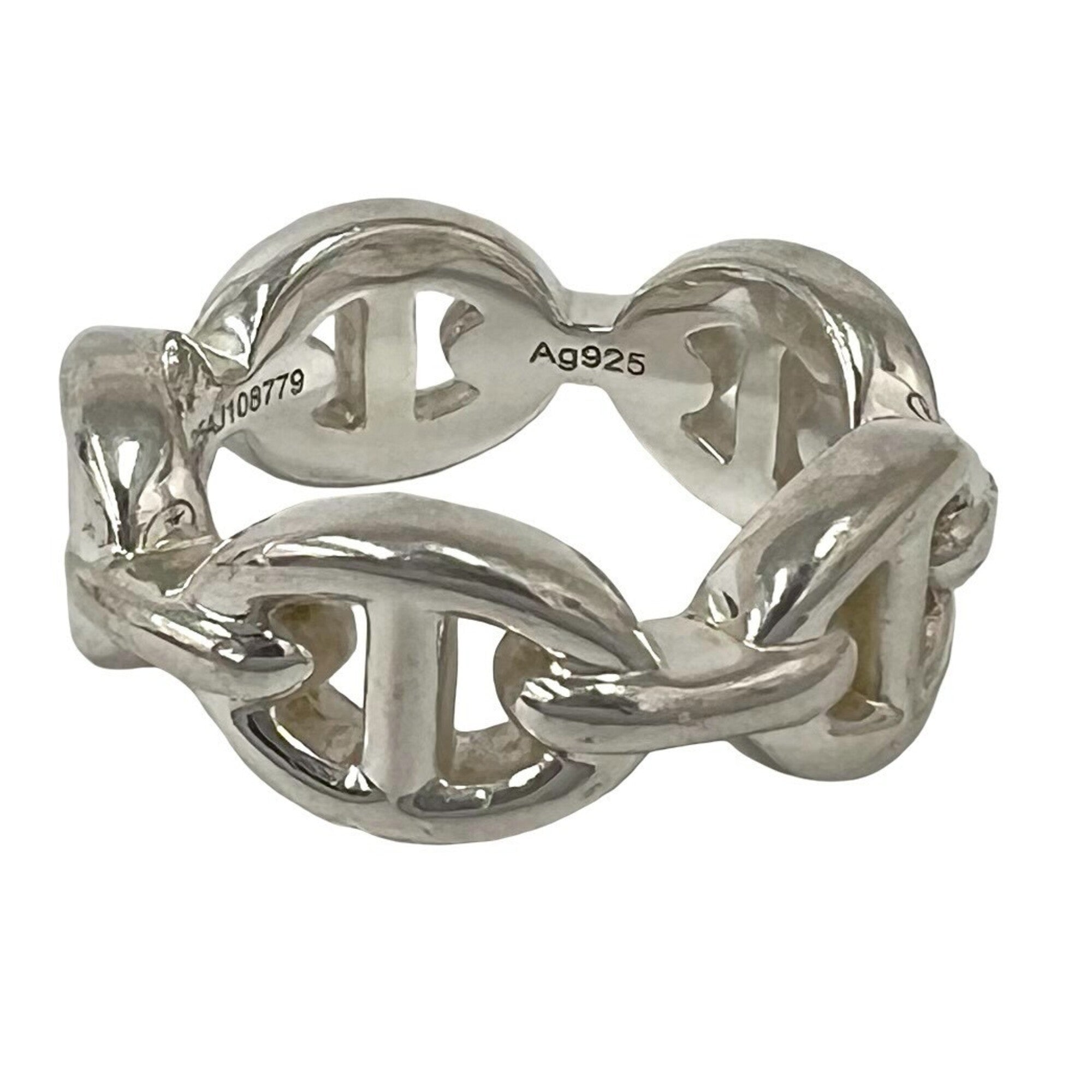 Hermes Silver Silver 925 Band Ring (Pre-Owned)
