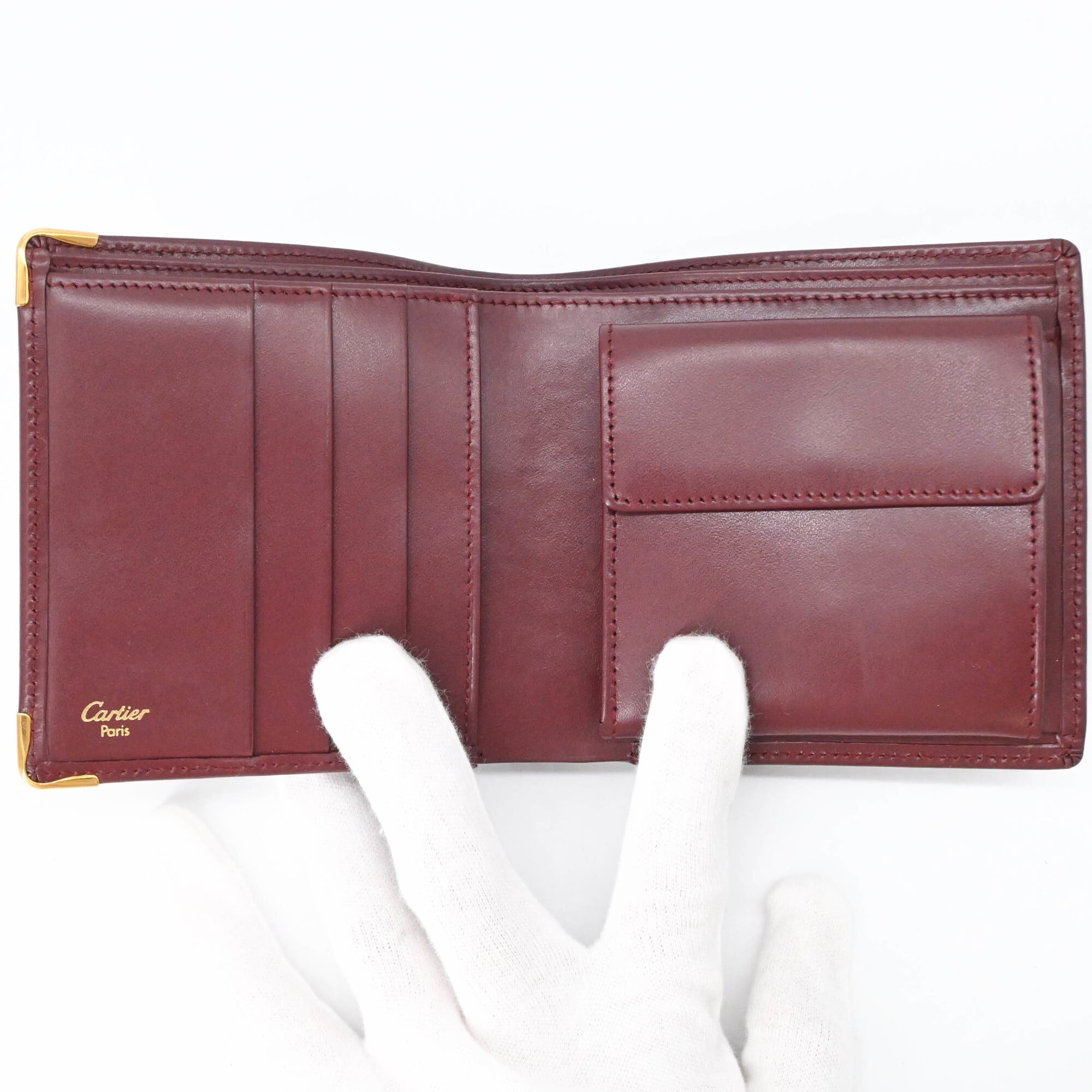 Cartier Must Bordeaux Leather Wallet (Bi-Fold) (Pre-Owned)