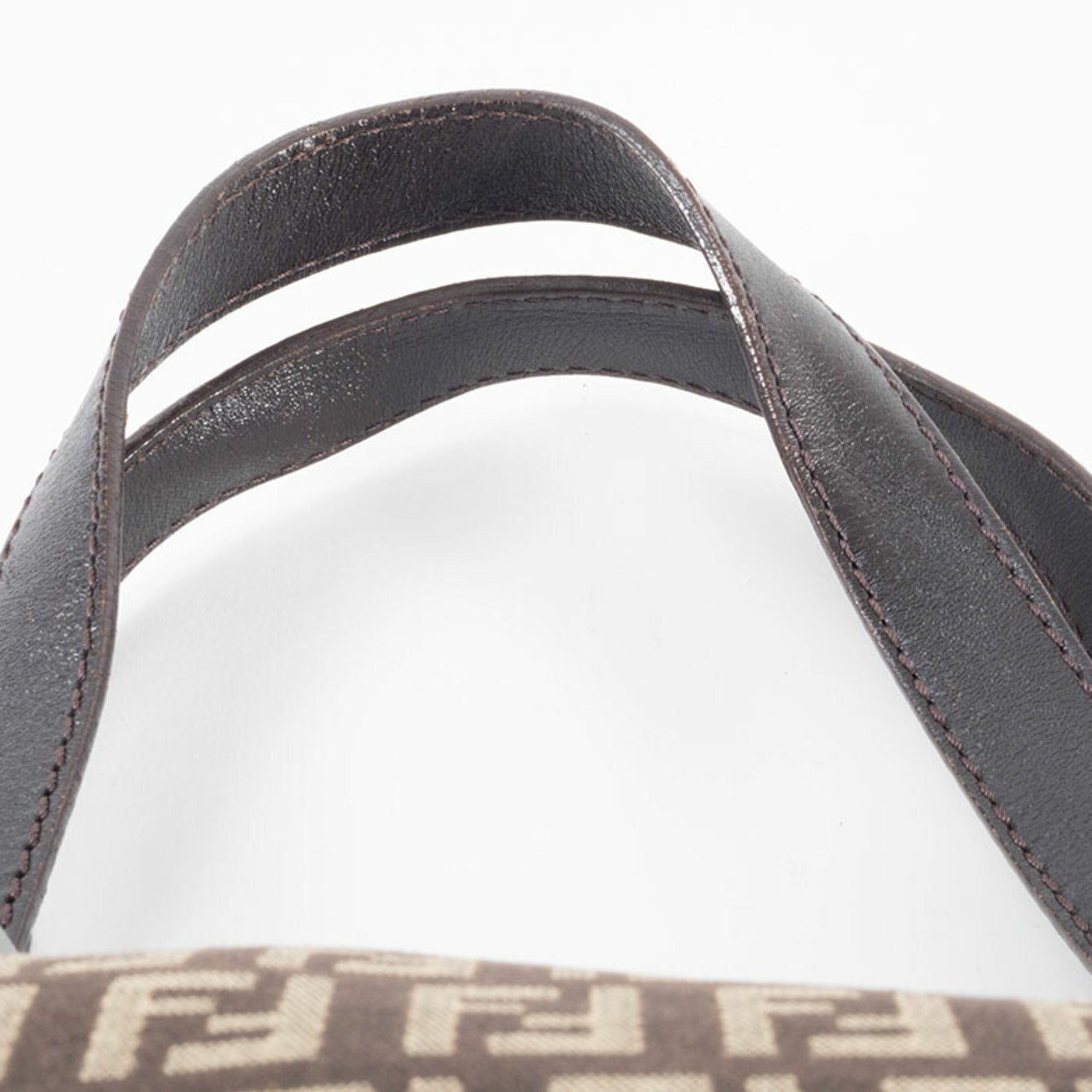 Fendi Zucchino Beige Brown Zucchino Canvas Leather Tote Bag (Pre-Owned)