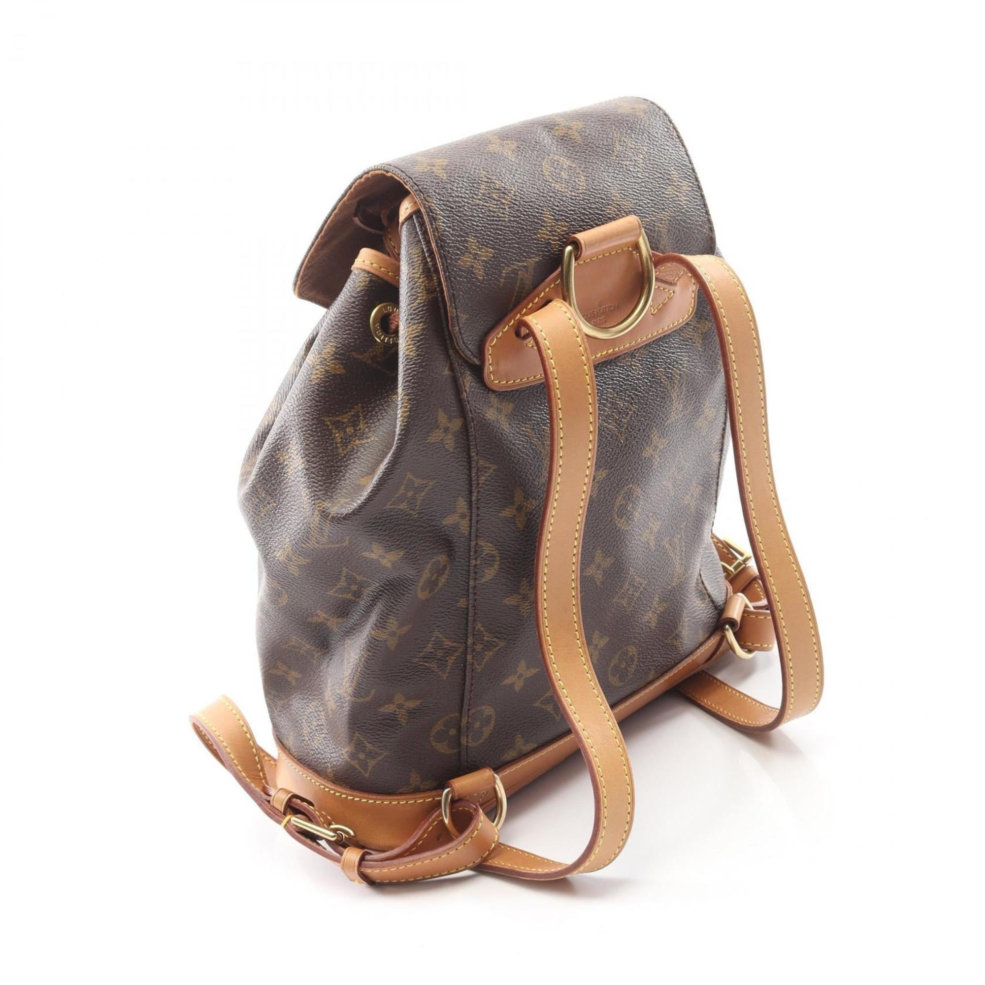 Louis Vuitton Brown Monogram Coated Canvas Leather Backpack Handbag (Pre-Owned)