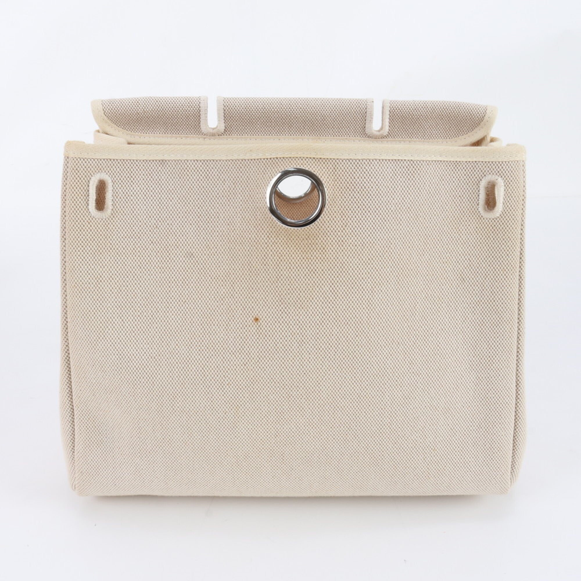 Hermes Beige Leather Canvas Backpack (Pre-Owned)