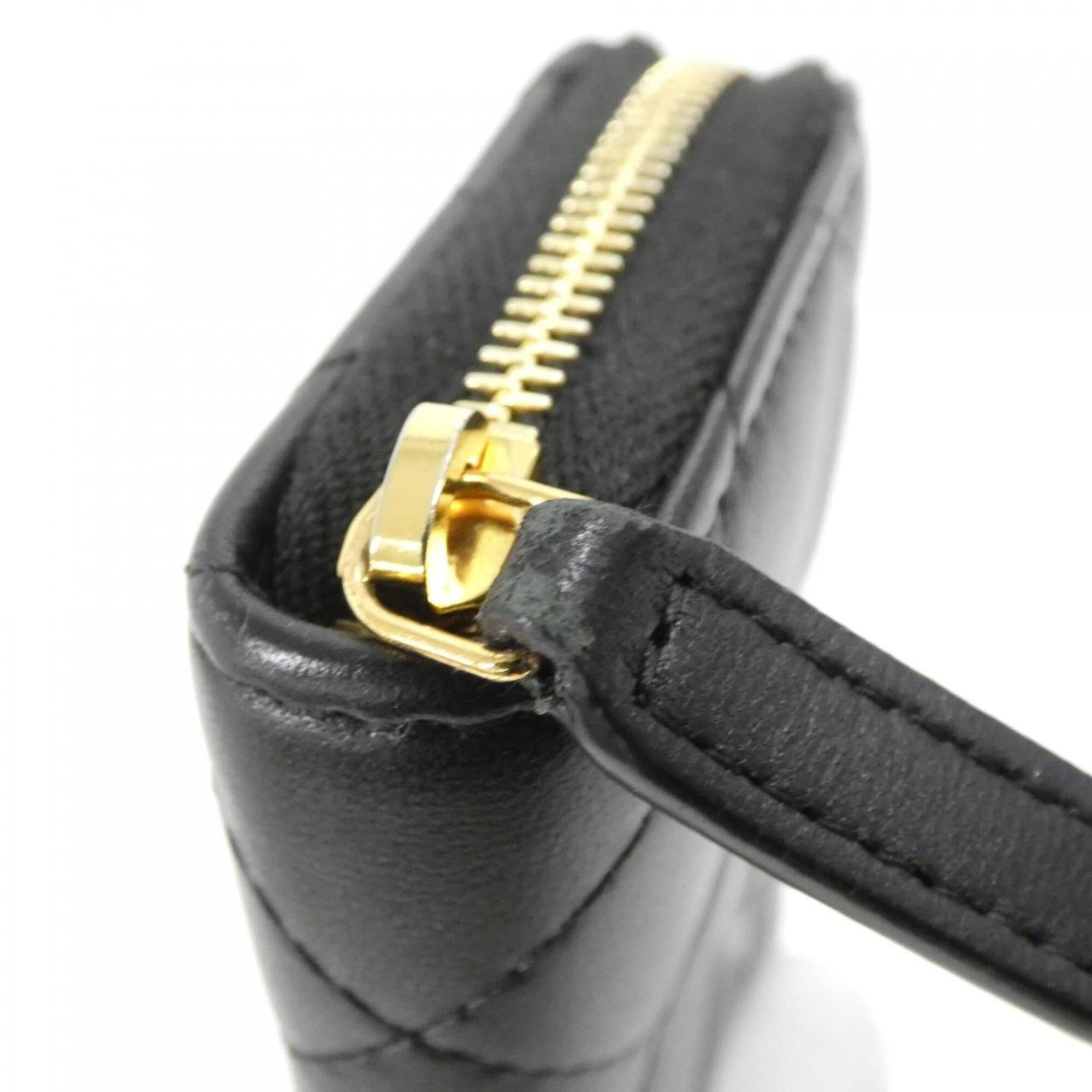Chanel Black Leather Coin Purse/Coin Case (Pre-Owned)